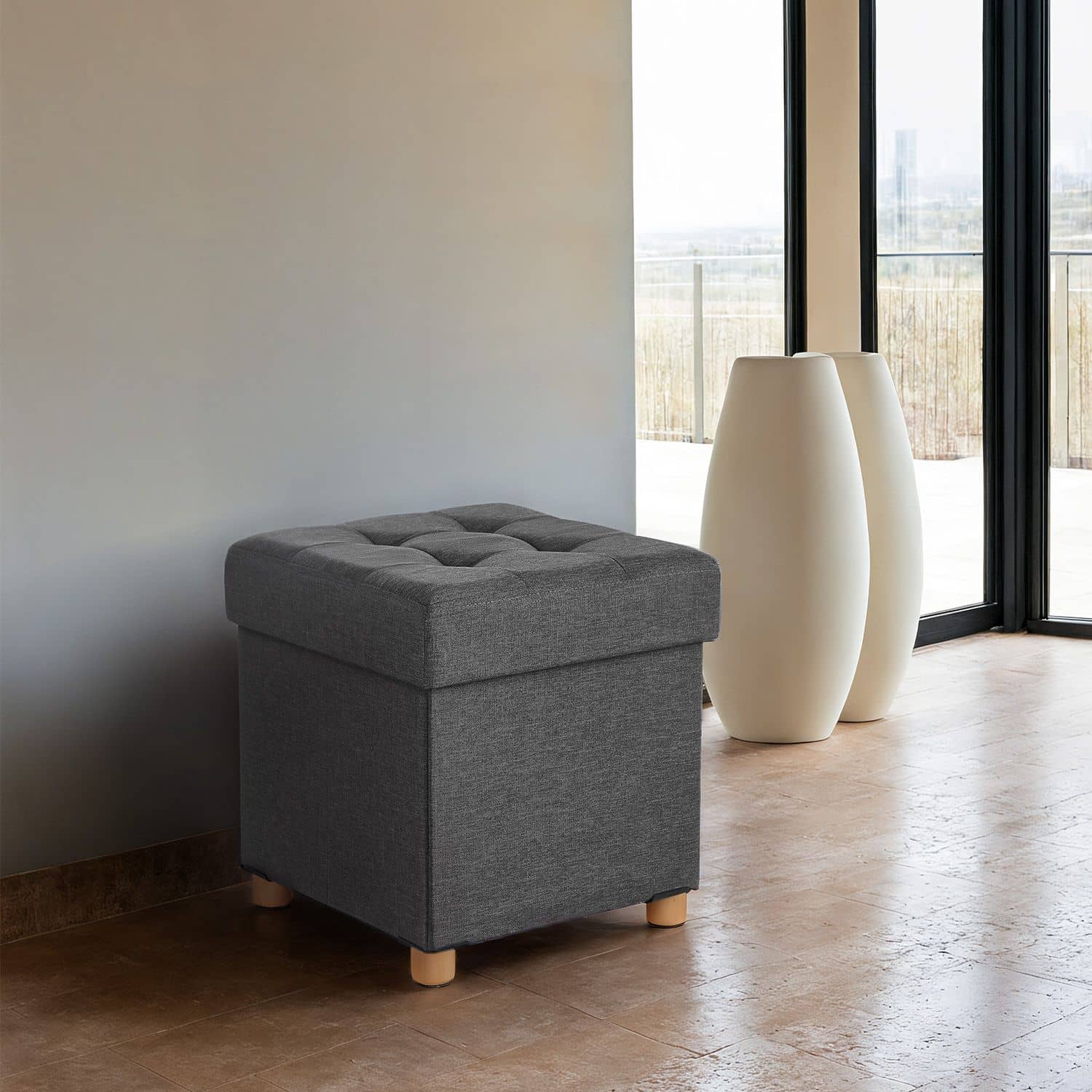 Sitzhocker mit Stauraum, kleine klappbare Sitzbank, 38 x 38 x 40 cm Sitzhocker mit Stauraum, kleine klappbare Sitzbank, 38 x 38 x 40 cm
