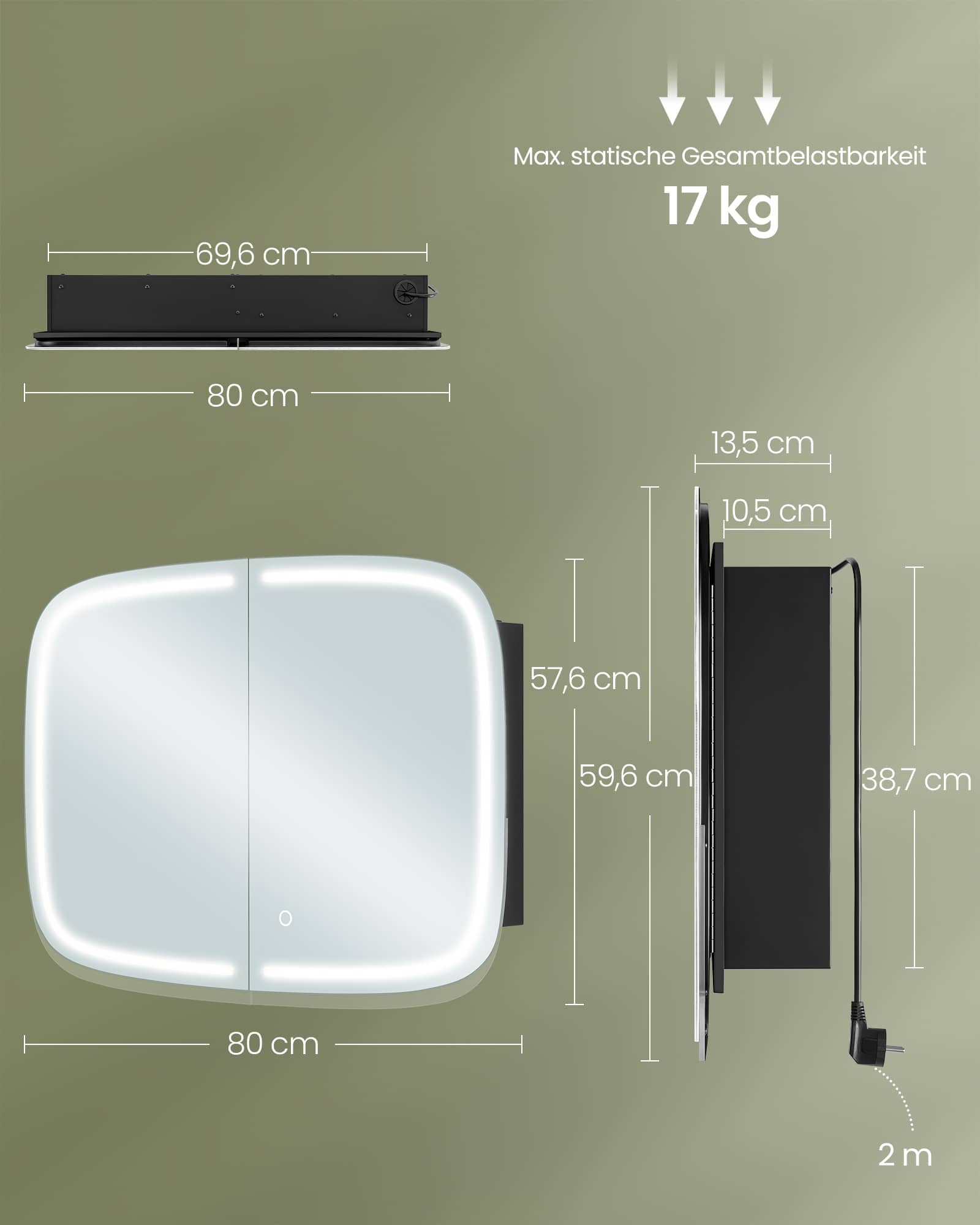Spiegelschrank mit Beleuchtung tintenschwarz Spiegelschrank mit Beleuchtung tintenschwarz
