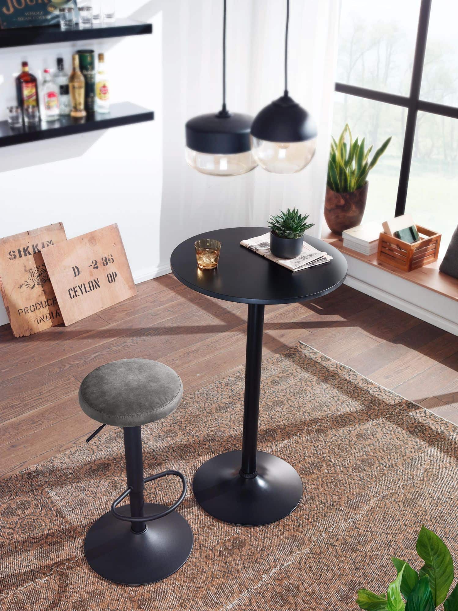 56593-WOHNLING-Barhocker-Grau-Wildlederoptik-Hocker-ohne-Lehne-Kuechenhocker-Stoff-Metall-100kg-Design-Barstuhl-Tresenhocker-drehbar-Bistrohocker-WL6-194-WL6-194_4 Barhocker mit Stil: Exklusiv bei Myhomelando erhältlich