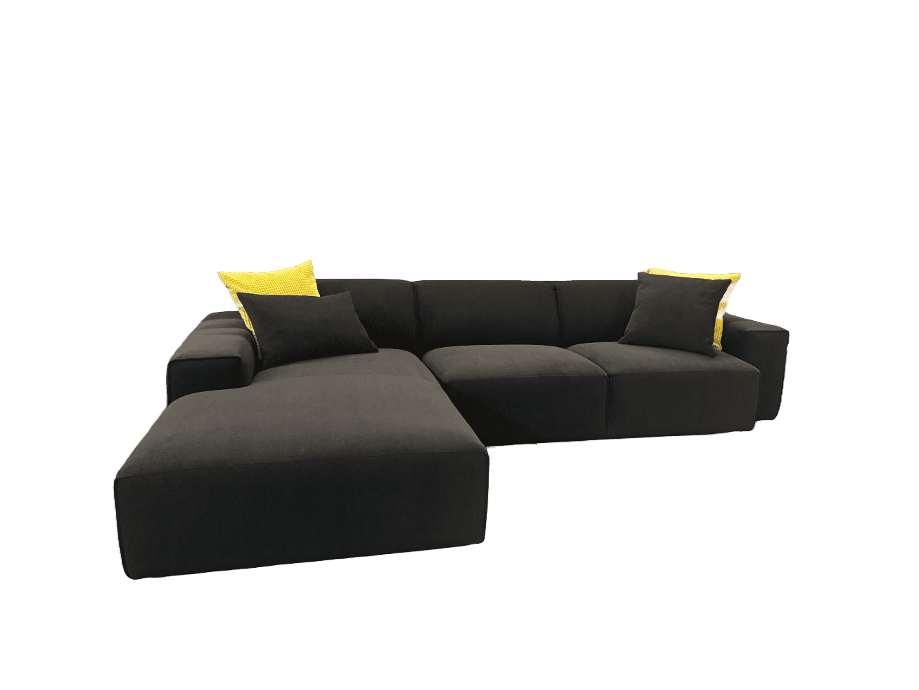Ecksofa Airport Anthrazit – mit Kedernaht & optionalem Hocker Ecksofa Airport Anthrazit – mit Kedernaht & optionalem Hocker