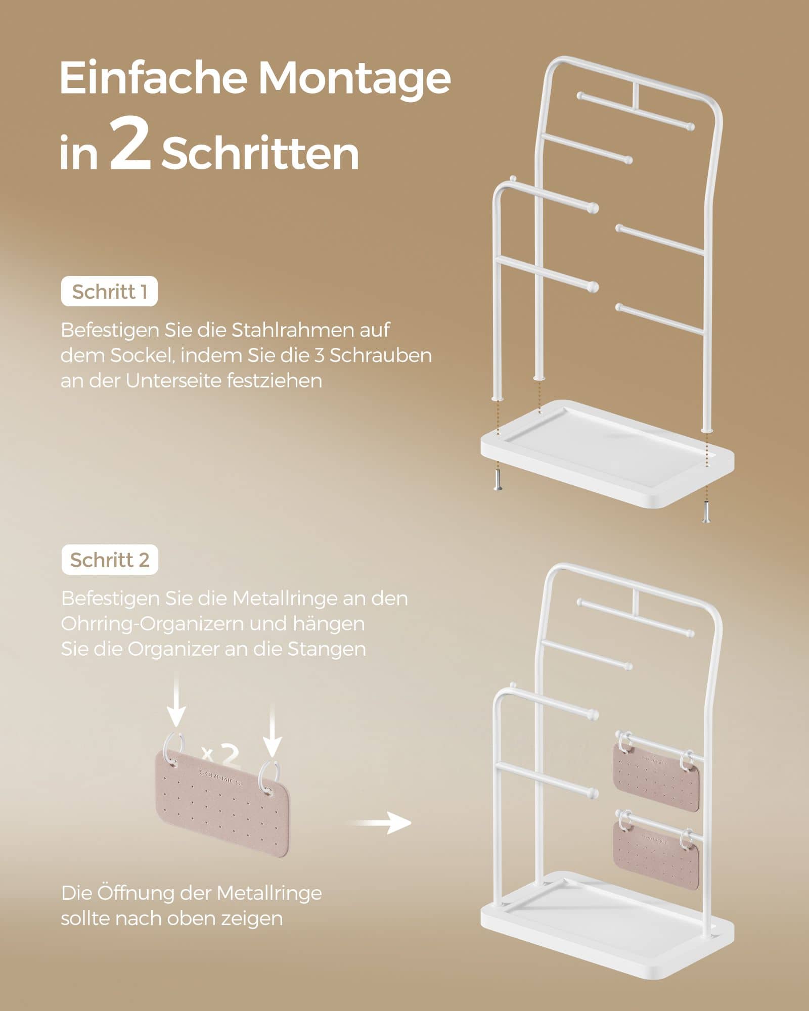 Schmuckständer mit 6 Hängestangen aus Metall wolkenweiß Schmuckständer mit 6 Hängestangen aus Metall wolkenweiß