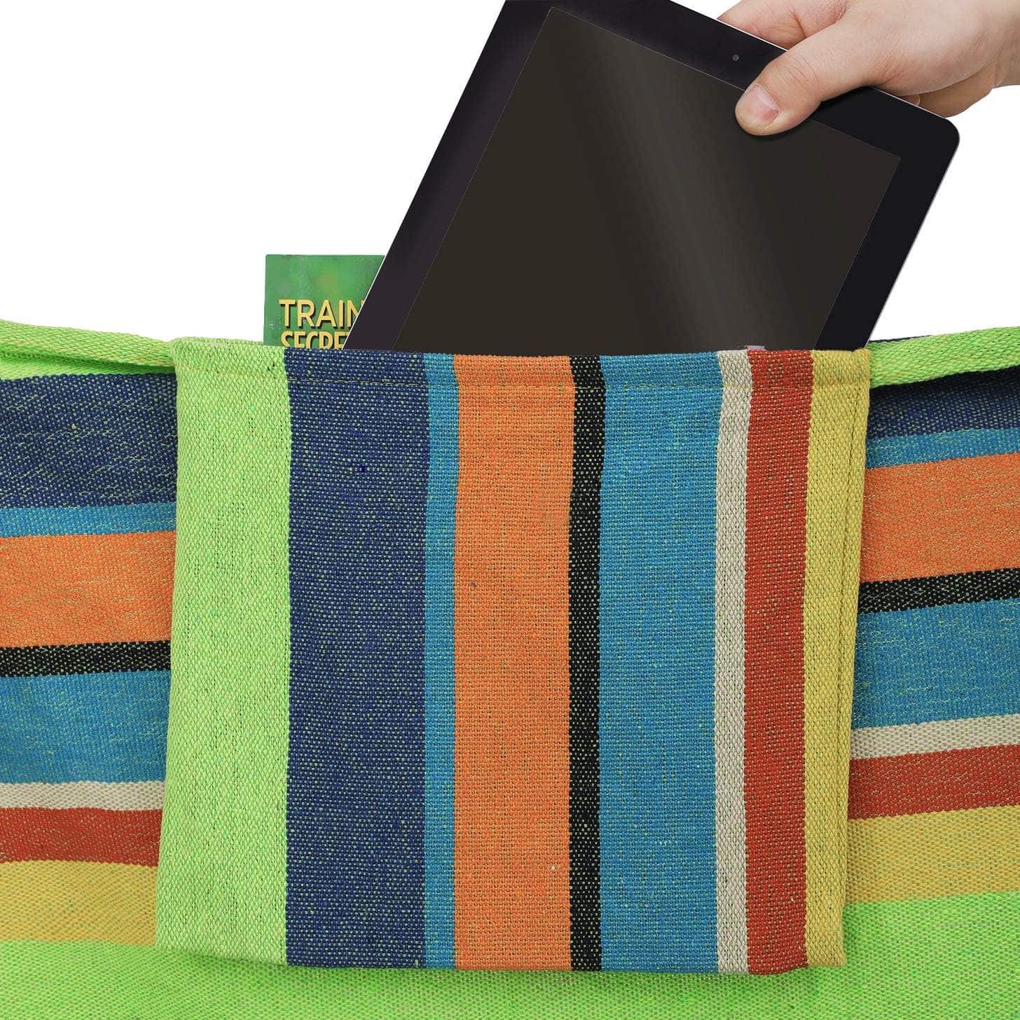 Stabhängematte mit 2 Kissen bunt Stabhängematte mit 2 Kissen bunt