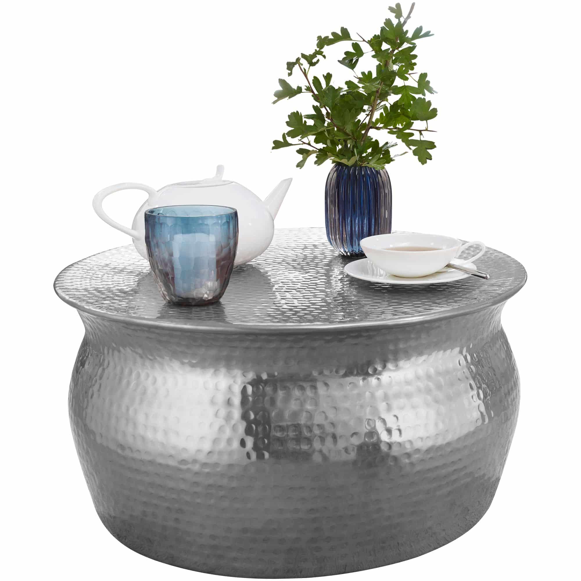 46260-WOHNLING-Couchtisch-KARAM-60x30-5x60cm-Aluminium-Silber-Beistelltisch-orientalisch-rund-Flacher-Hammerschlag-Sofatisch-Metall-Design-Wohnzimmertisch-modern-Loungetisch-indisc Couchtisch 60x30,5x60cm Aluminium Silber Beistelltisch orientalisch rund