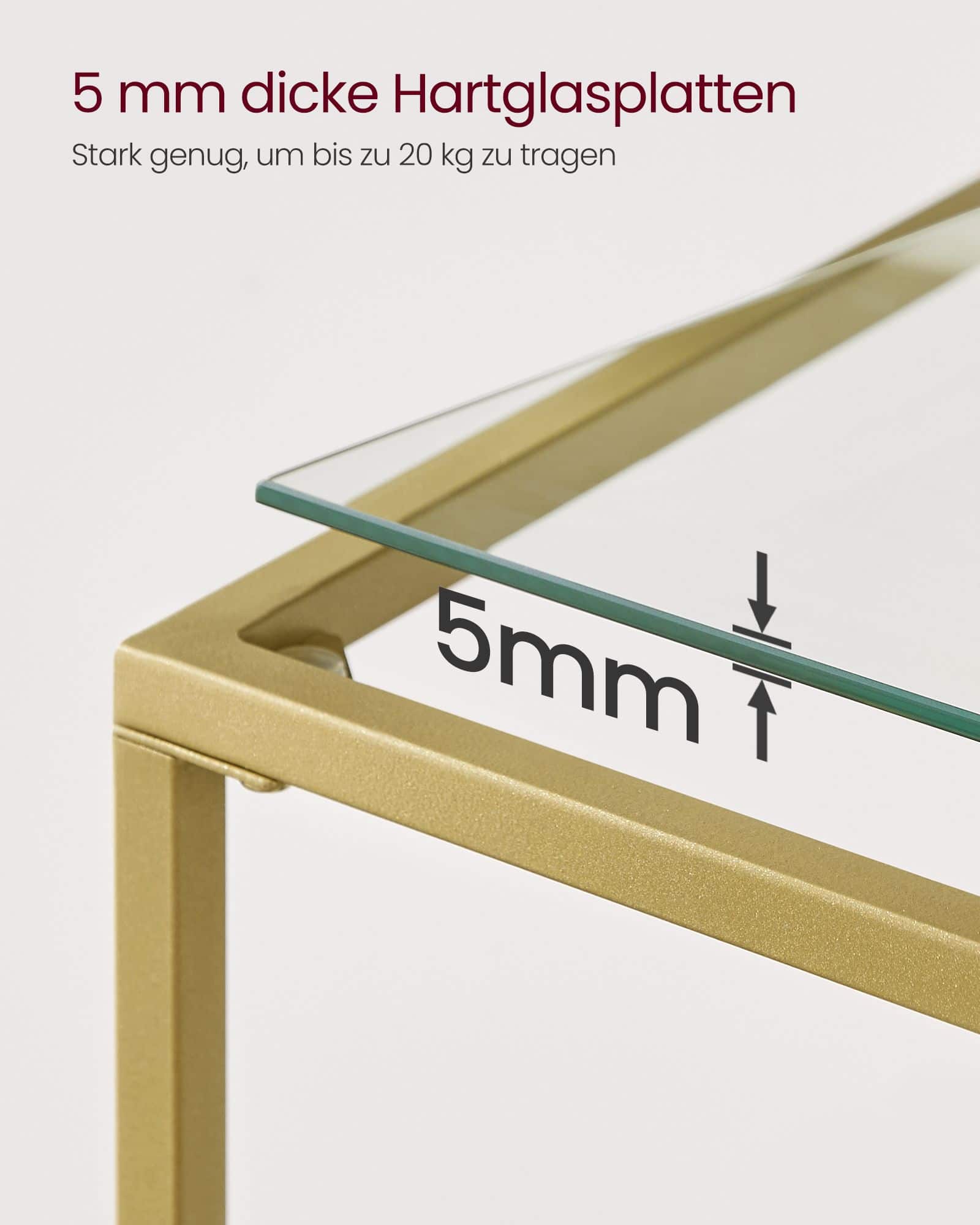 Konsolentisch modern verstellbar goldfarben-transparent Konsolentisch modern verstellbar goldfarben-transparent