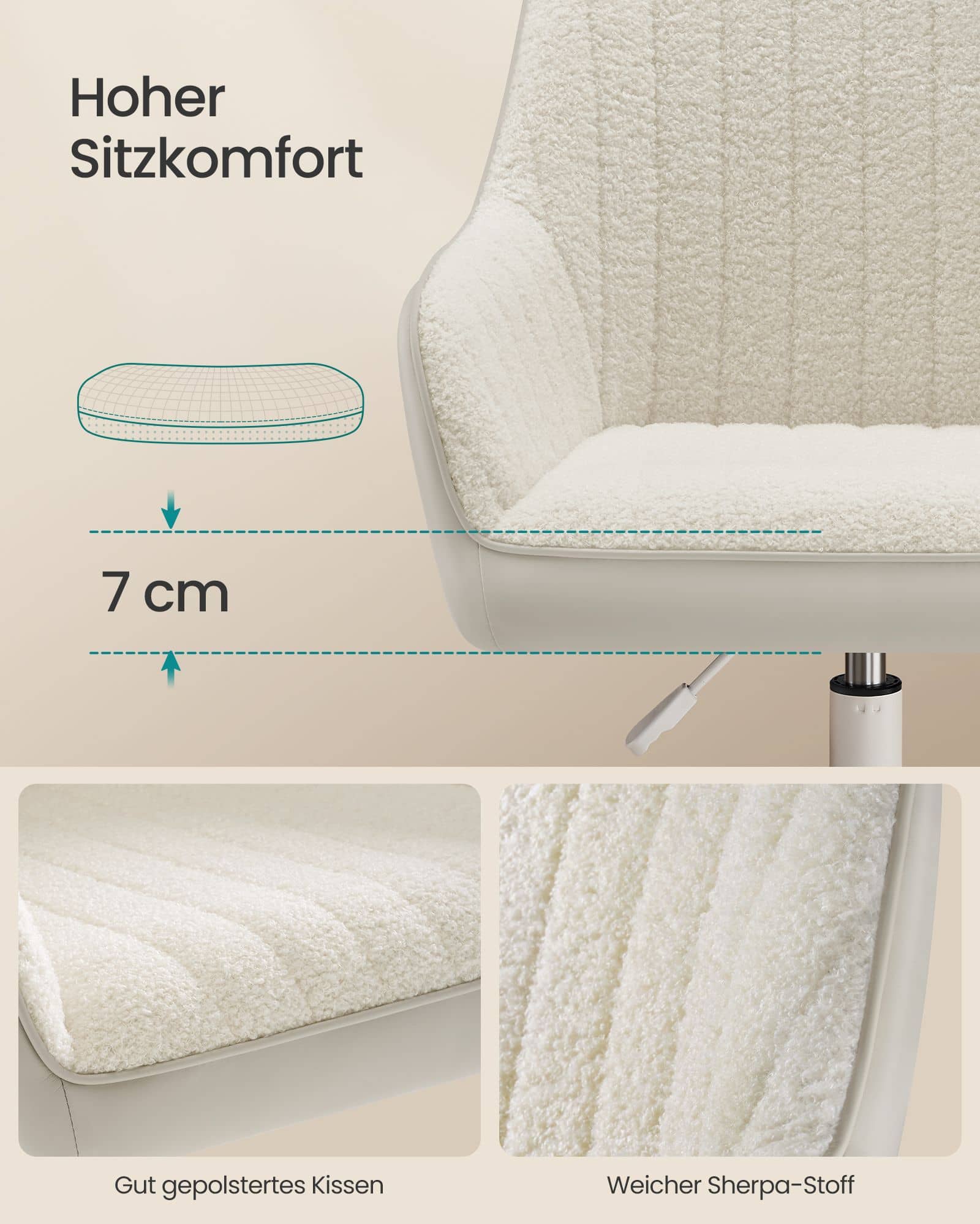 Bürostuhl gepolstert cappuccinobeige-wolkenweiß Bürostuhl gepolstert cappuccinobeige-wolkenweiß