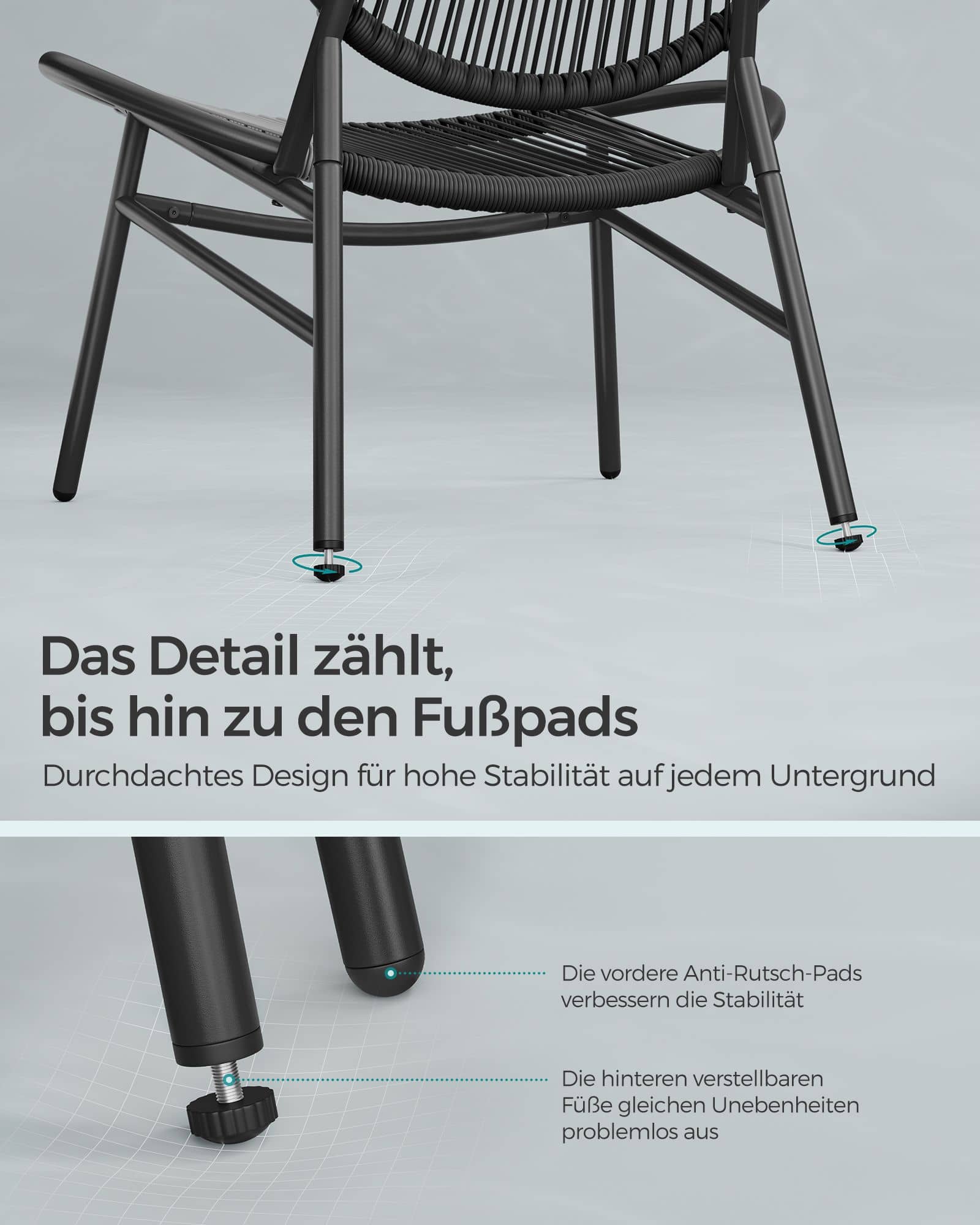 Balkonmöbel 3er Set mit Tisch und 2 Stühlen tintenschwarz Balkonmöbel 3er Set mit Tisch und 2 Stühlen tintenschwarz