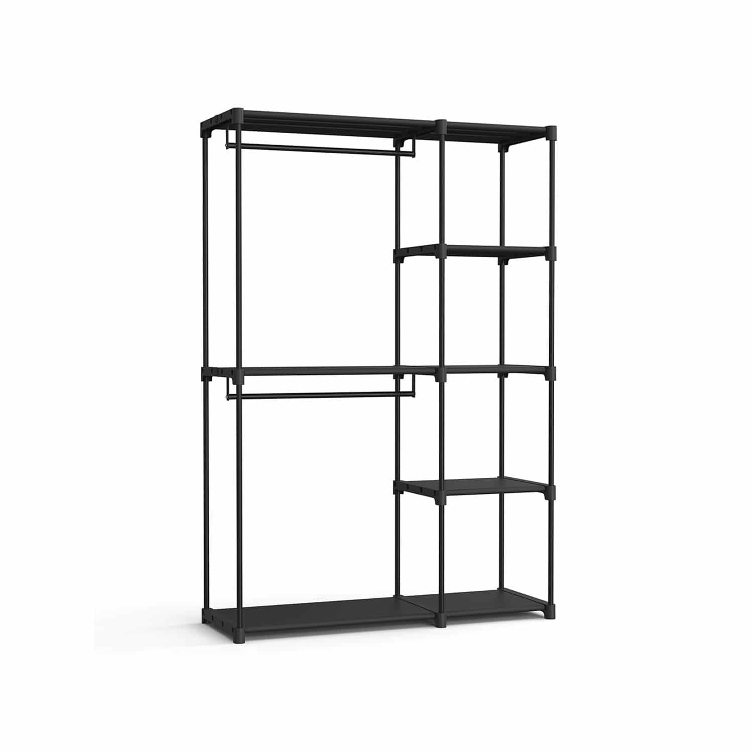 Kleiderschrank offen mit Kleiderstangen 43 x 124 x 182 cm schwarz Kleiderschrank offen mit Kleiderstangen 43 x 124 x 182 cm schwarz
