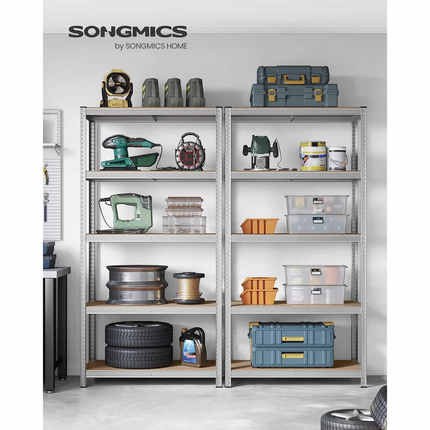 Lagerregale 2er Set, 200 x 100 x 50 cm silbern-B34GLR050E02 Lagerregale 2er Set, 200 x 100 x 50 cm silbern-B34GLR050E02