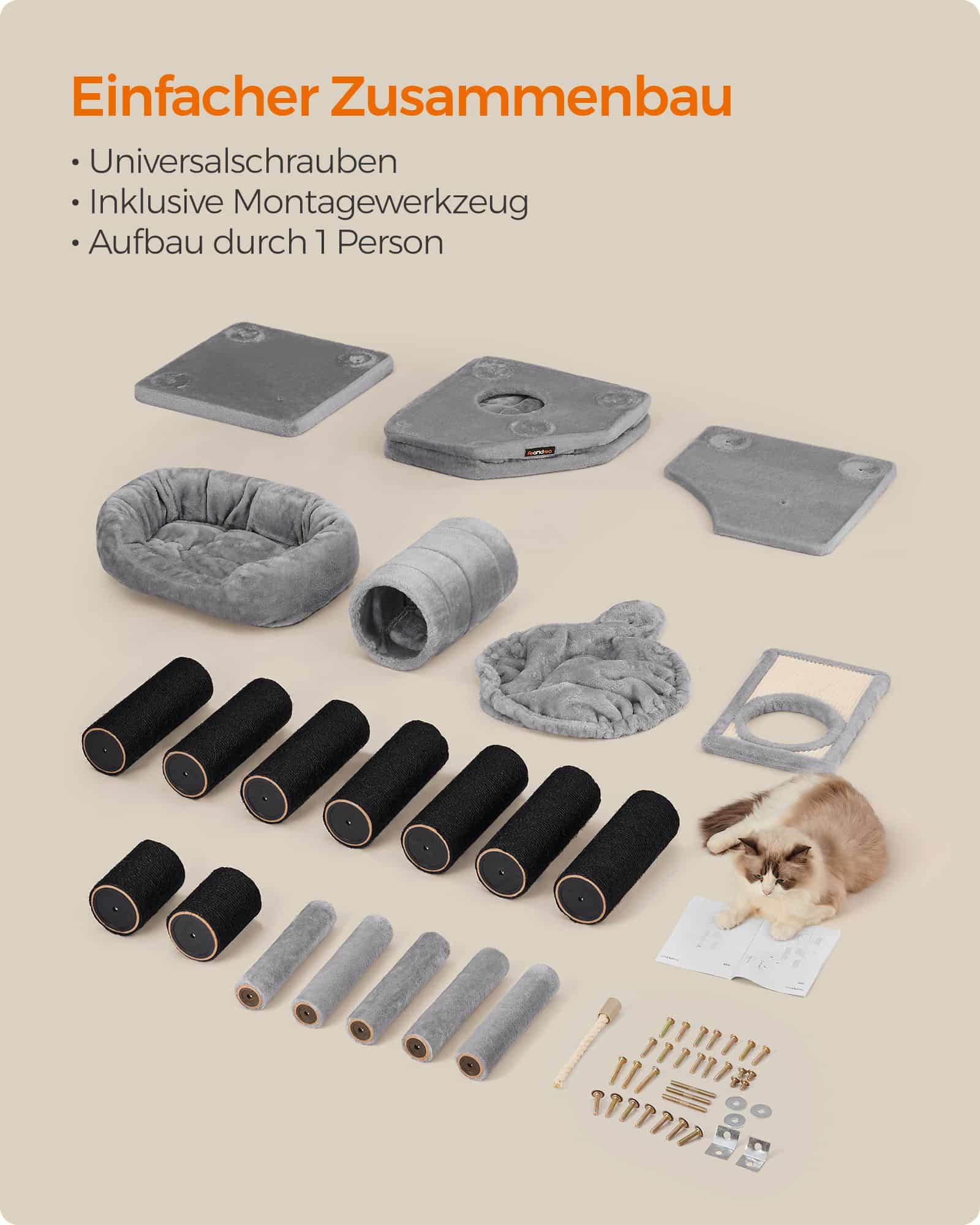 Kratzbaum dicke Stämme 141 cm Grau-B34PCT02W Kratzbaum dicke Stämme 141 cm Grau-B34PCT02W