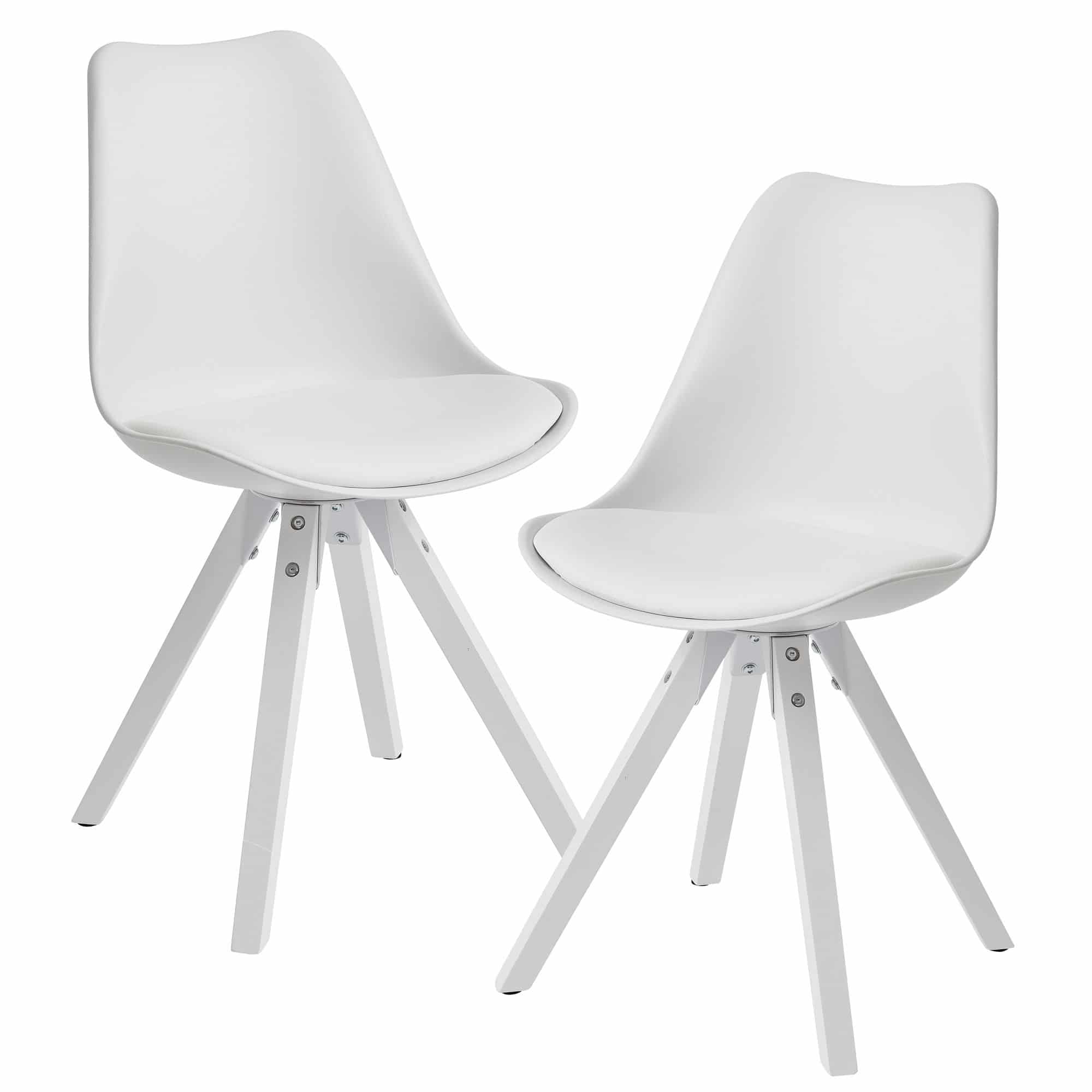 55626-WOHNLING-2er-Set-Retro-Esszimmerstuhl-weiss-mit-weissen-Beinen-Polsterstuhl-Skandinavisch-Rueckenlehne-Kuechenstuhl-Kunstleder-gepolstert-Schalensitz-Stuhl-Sitzmoebel-class_1 2er Set Retro Esszimmerstuhl Weiß Skandinavisch