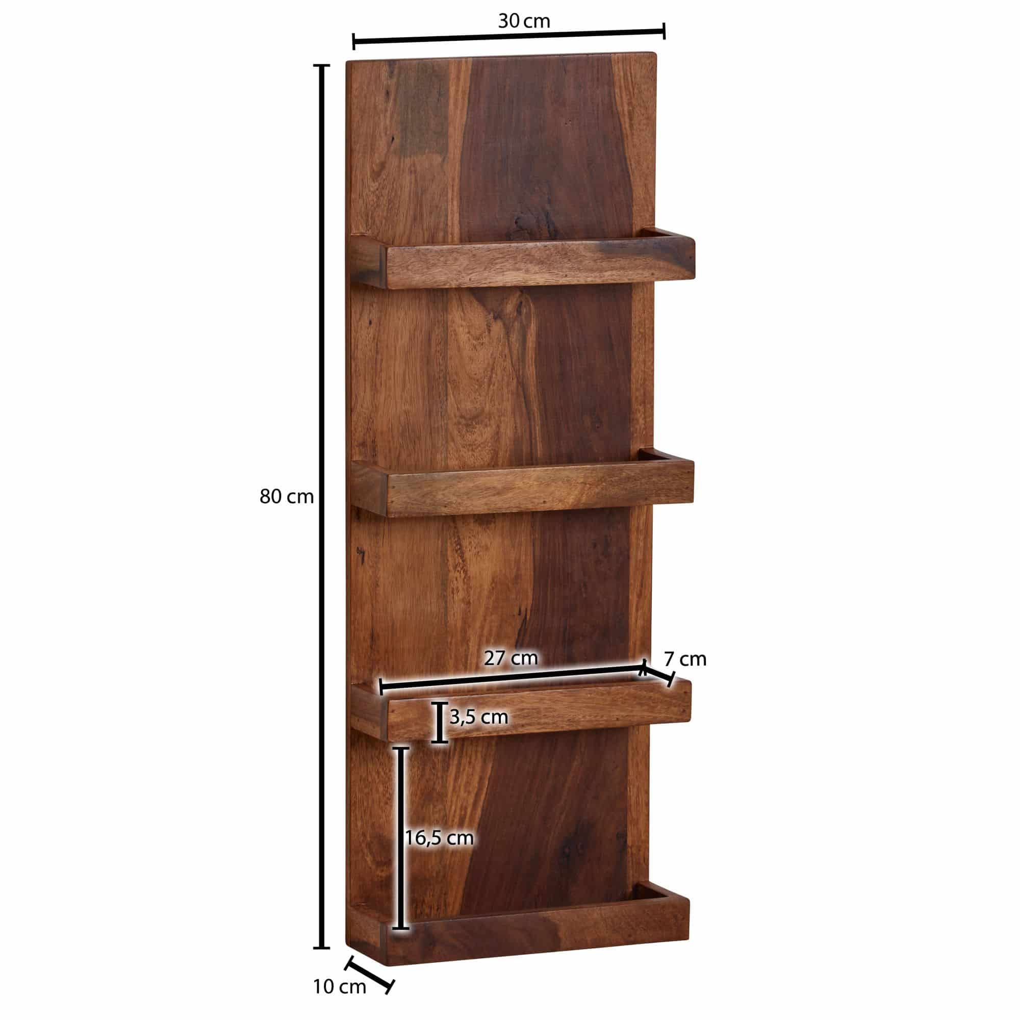 Wandregal 30x80x10 cm Sheesham Massivholz Hängeregal Modern Schwebend Wandregal 30x80x10 cm Sheesham Massivholz Hängeregal Modern Schwebend