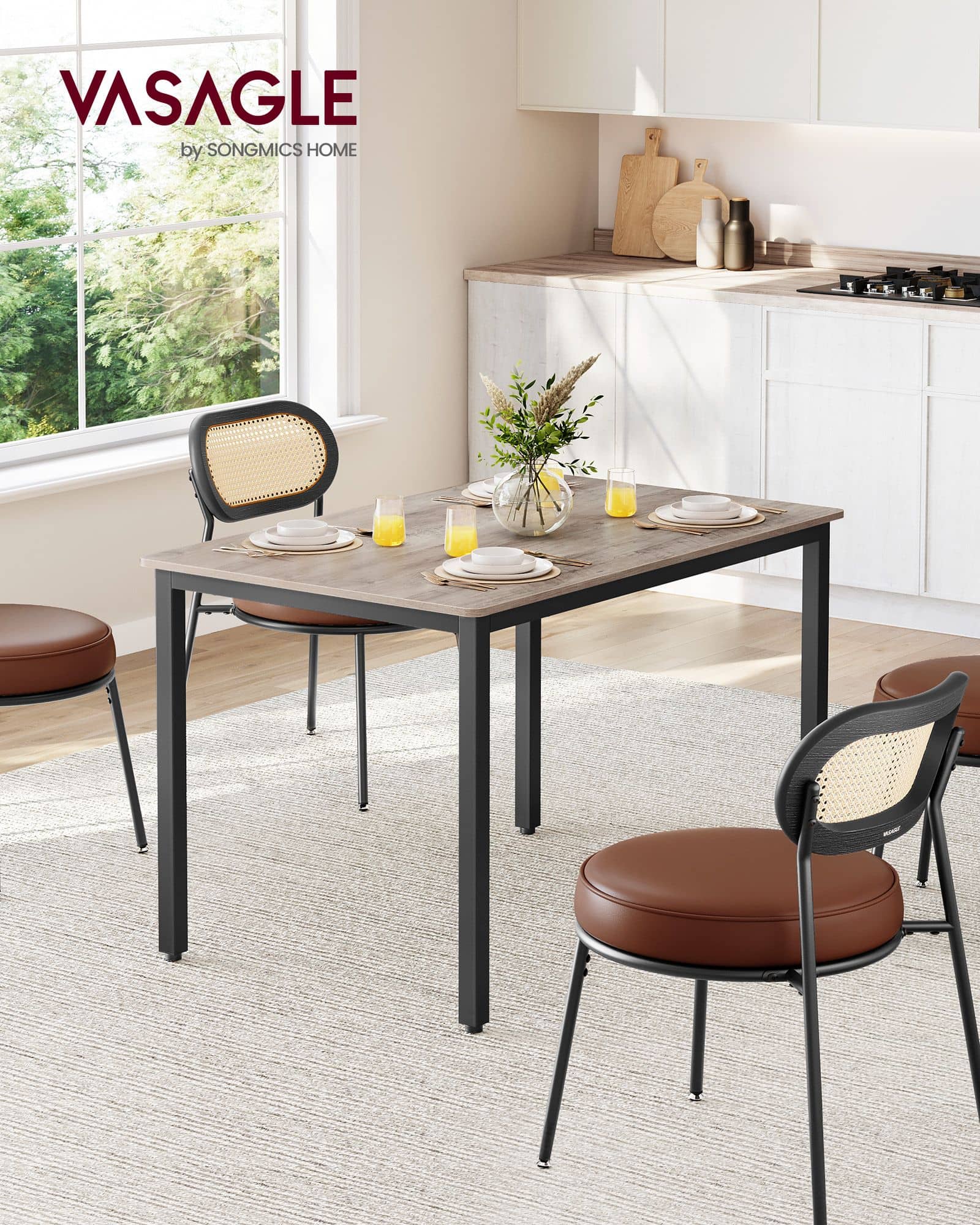 Esstisch 70 x 110 x 77 cm greige meliert-mattschwarz Esstisch 70 x 110 x 77 cm greige meliert-mattschwarz