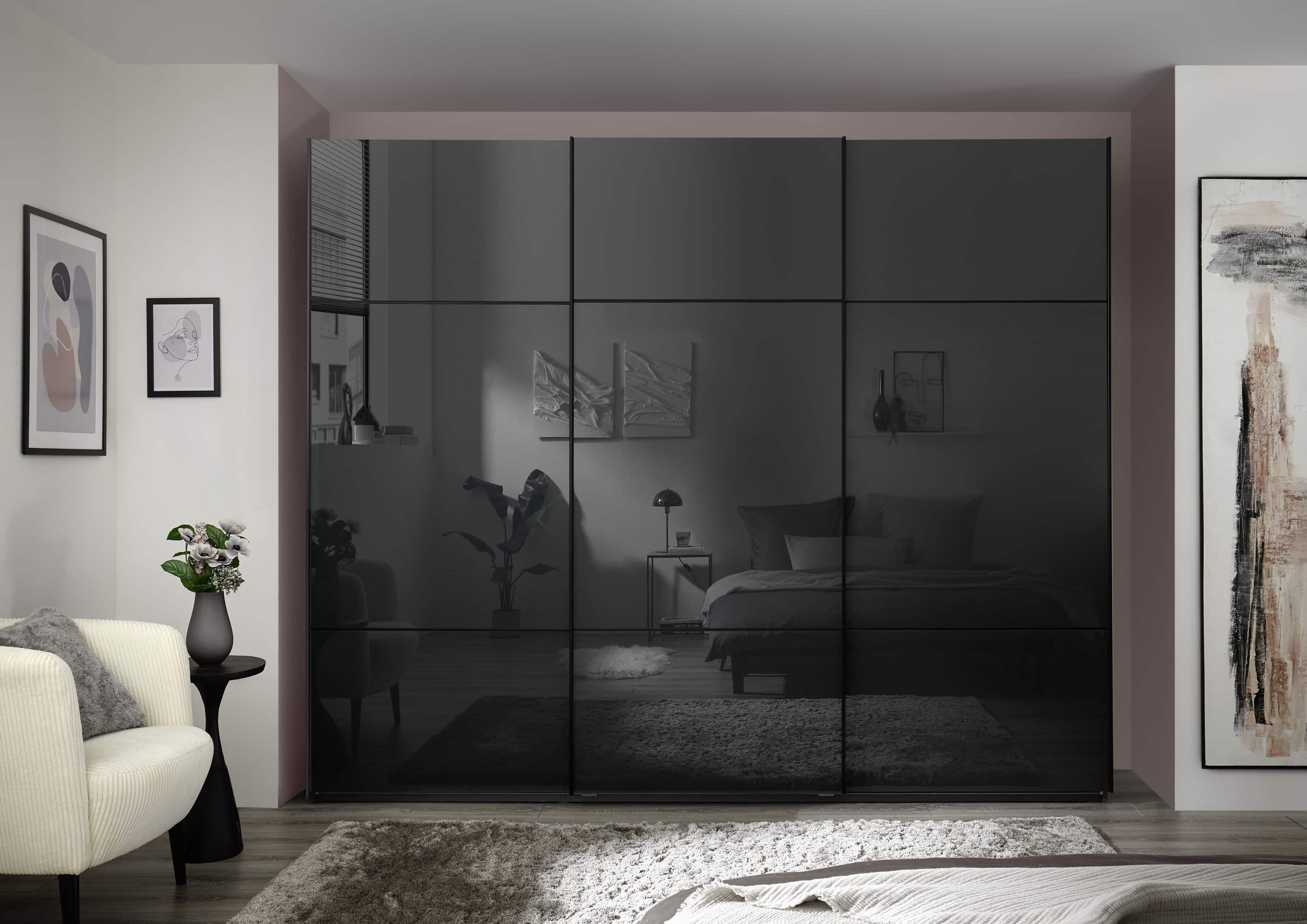 Kleiderschrank Minda mit Glastüren graphit - viel Stauraum & edles Design für Ihr Schlafzimmer Kleiderschrank Minda mit Glastüren graphit - viel Stauraum & edles Design für Ihr Schlafzimmer