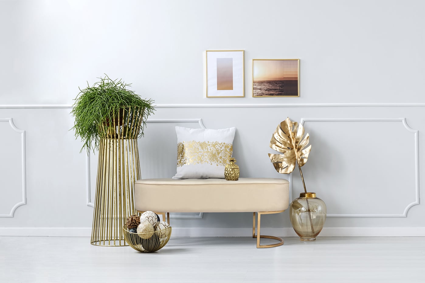 Sitzbank Athea 225 Taupe / Gold Sitzbank Athea 225 Taupe / Gold