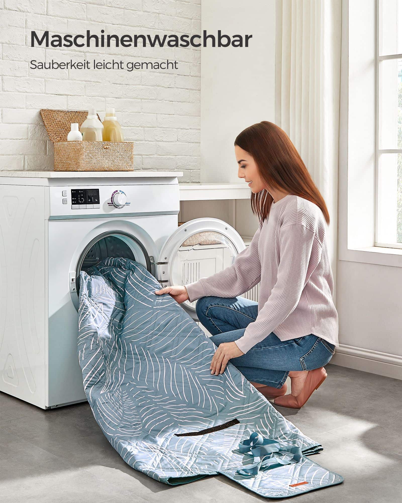 Picknickdecke 300 x 200 cm maschinenwaschbar und faltbar blau-GCM310Q03