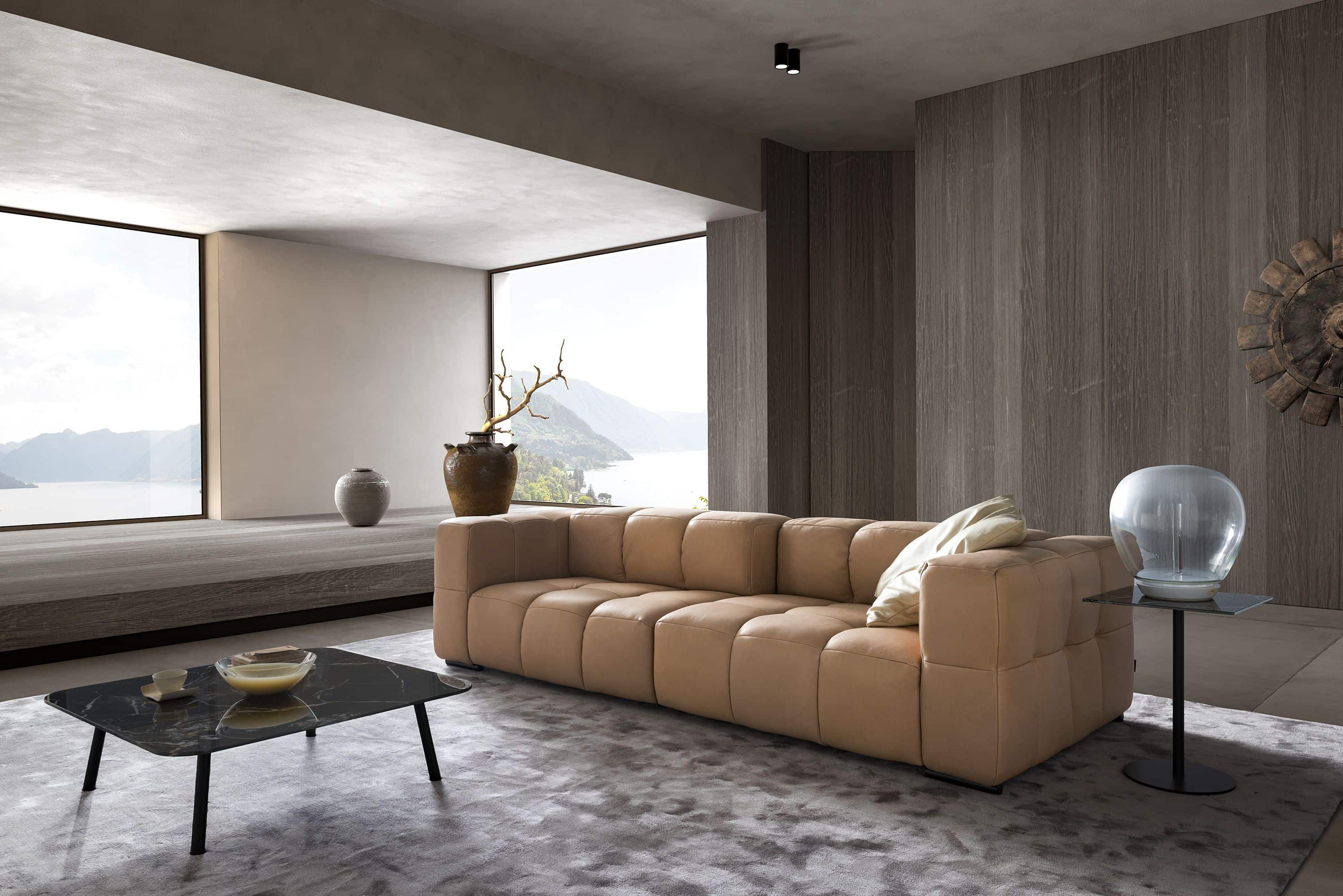 Echtleder Bigsofa Lucy – designwerk Retro-Eleganz mit Sitztiefenverstellung