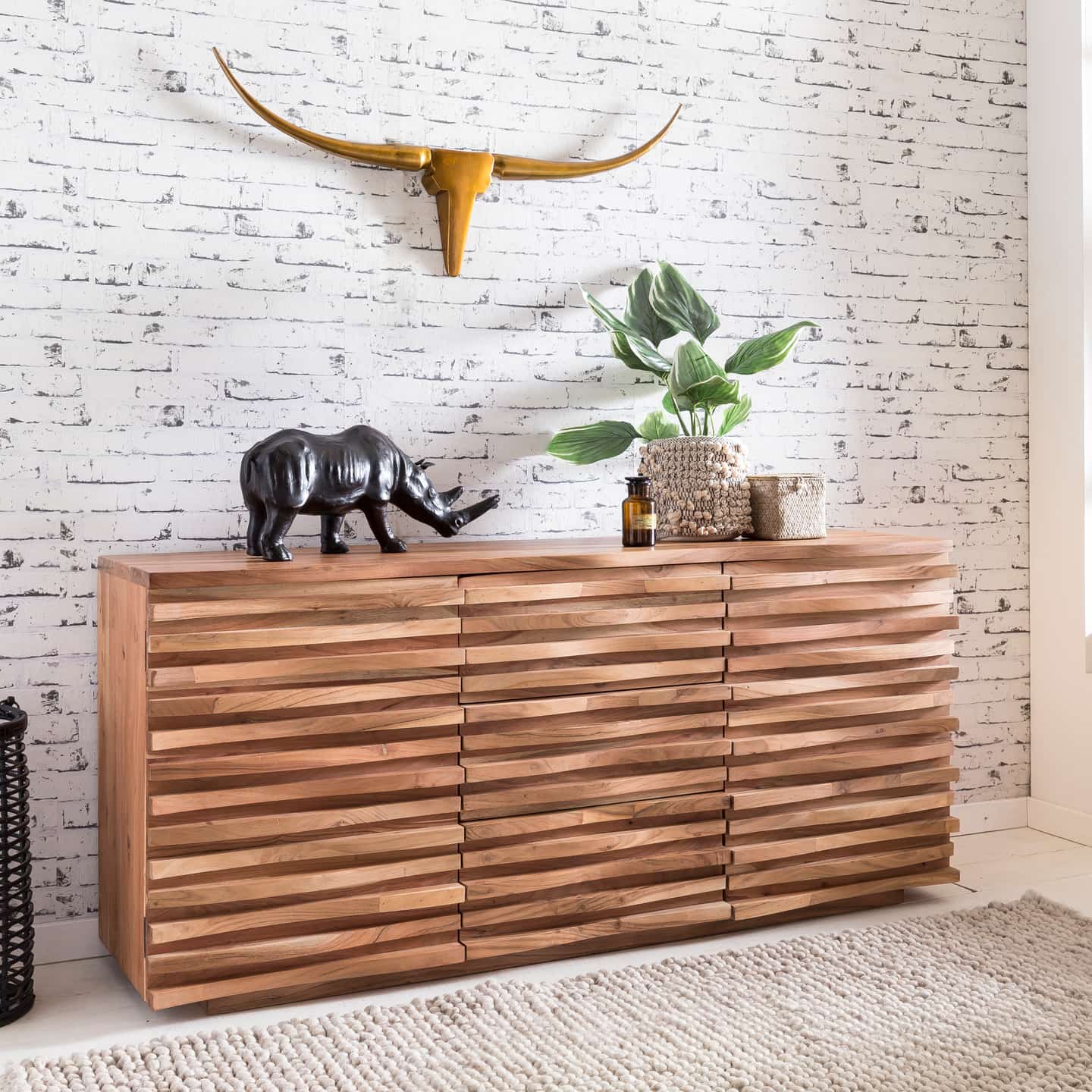 44753-WOHNLING-Sideboard-KADA-160-x-75-x-43-cm-Ma_6 Sideboard 160 x 75 x 43 cm Massiv-Holz Akazie Natur Baumkante Anrichte