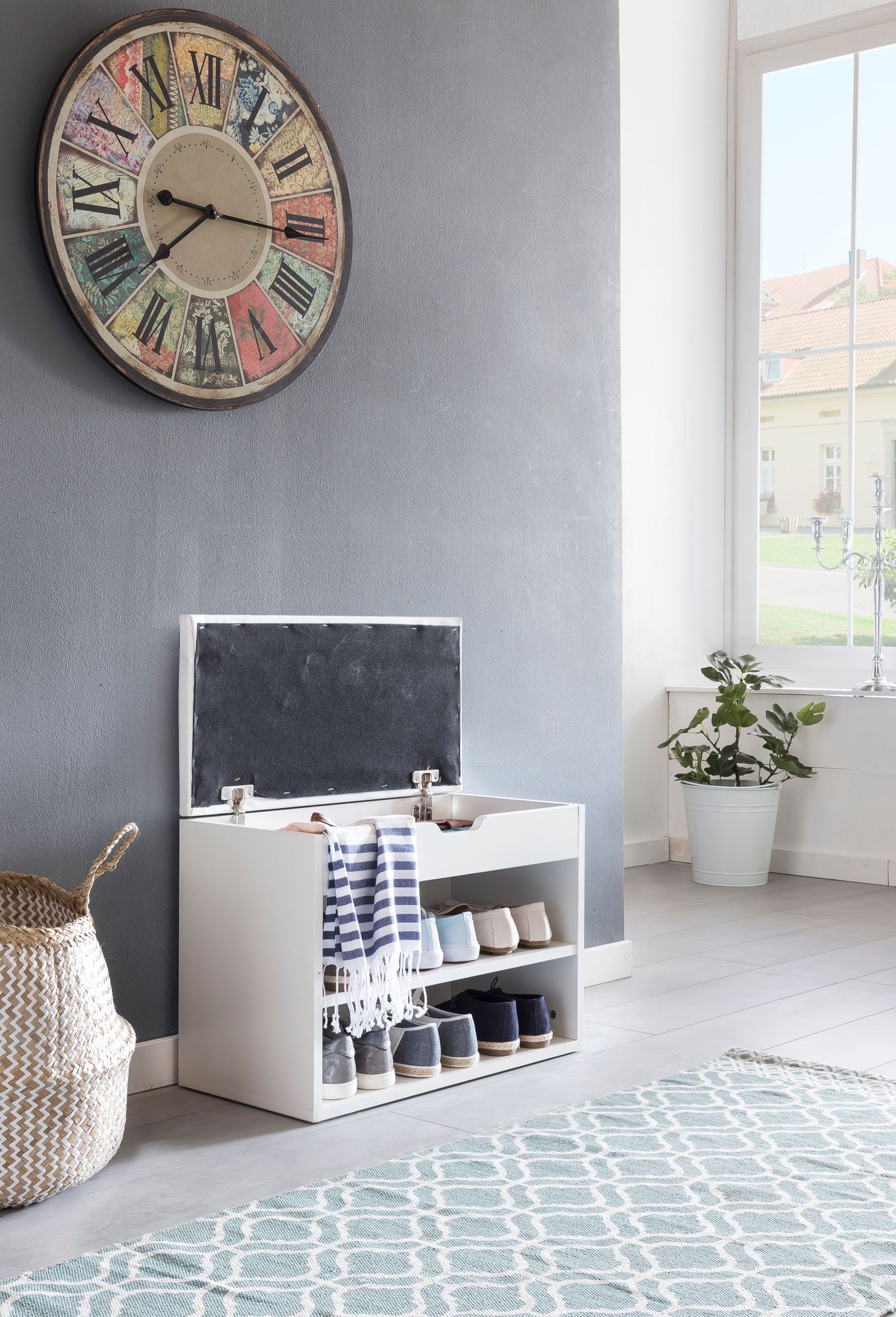 45755-WOHNLING-Schuhbank-SOFIA-mit-Sitzflaeche-kl_3 Schuhbank mit Sitzfläche Weiß Garderoben-Bank Holz 60 x 40 x 30 cm