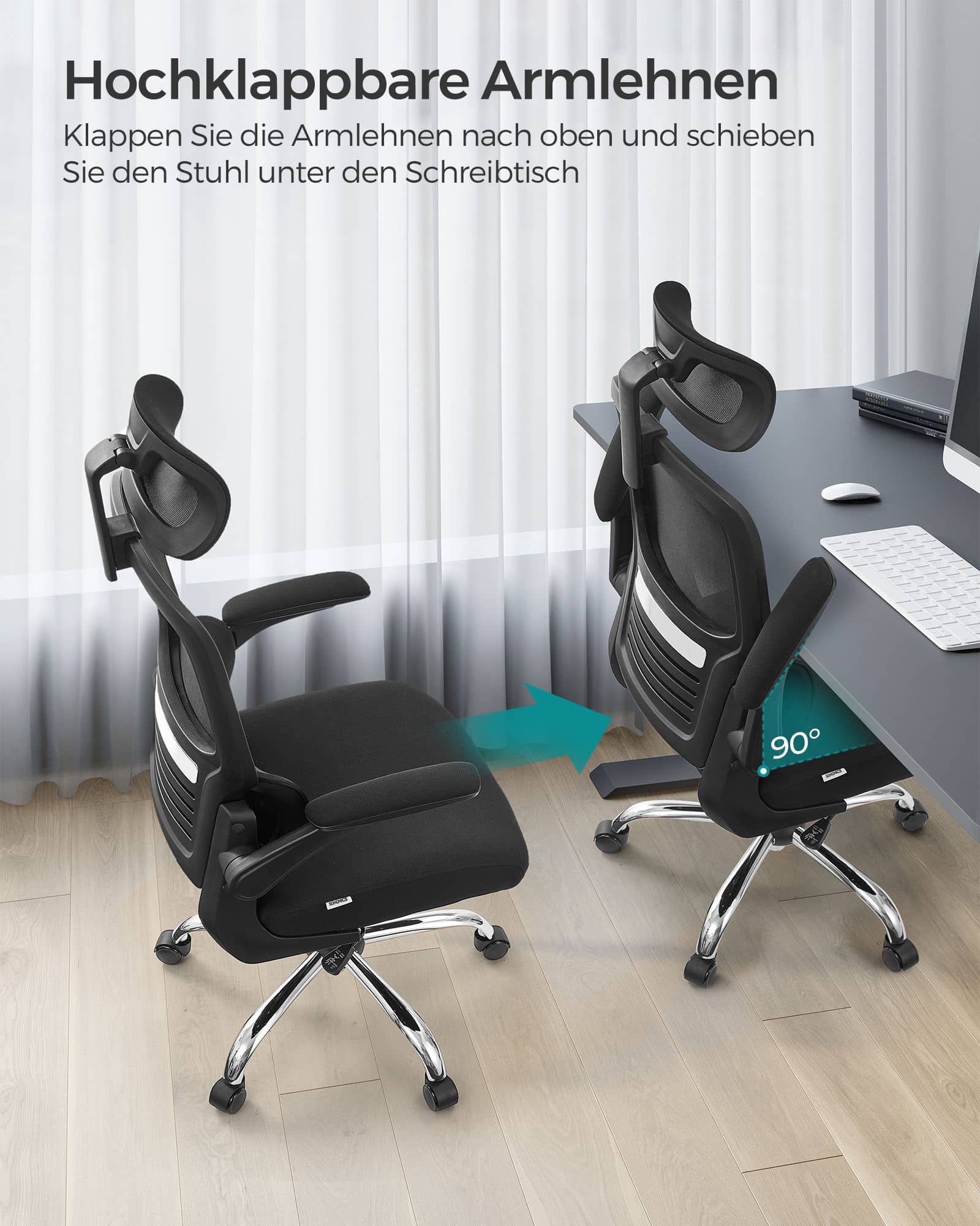 Bürostuhl mit Lendenwirbelstütze und verstellbarer Kopfstütze tintenschwarz Bürostuhl mit Lendenwirbelstütze und verstellbarer Kopfstütze tintenschwarz