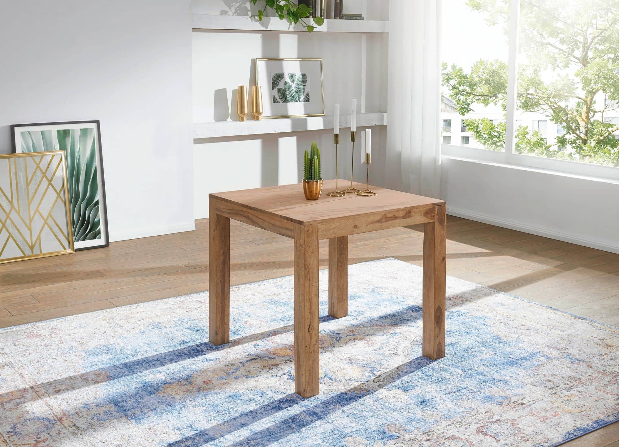 Esstisch MUMBAI Massivholz Akazie 80 cm Esszimmer-Tisch Holztisch Design Küchentisch Landhaus-Stil dunkel-braun Esstisch MUMBAI Massivholz Akazie 80 cm Esszimmer-Tisch Holztisch Design Küchentisch Landhaus-Stil dunkel-braun