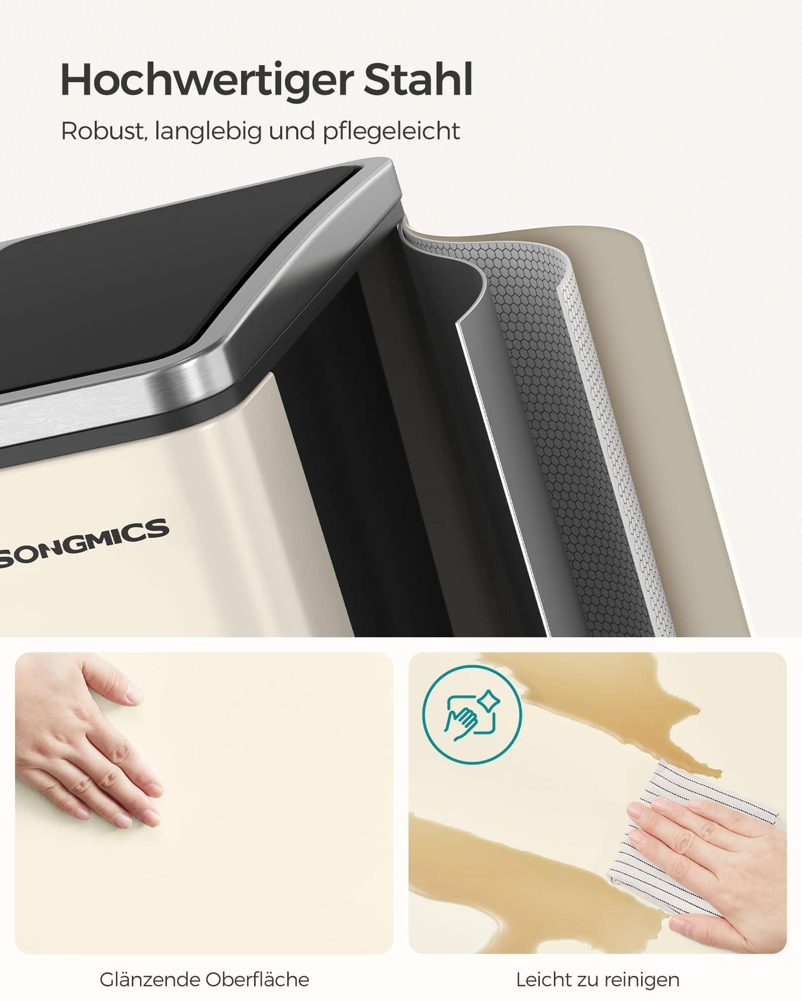 Mülltrennsystem 3 Fächer 3 x 18 L mit Deckel sandbeige Mülltrennsystem 3 Fächer 3 x 18 L mit Deckel sandbeige