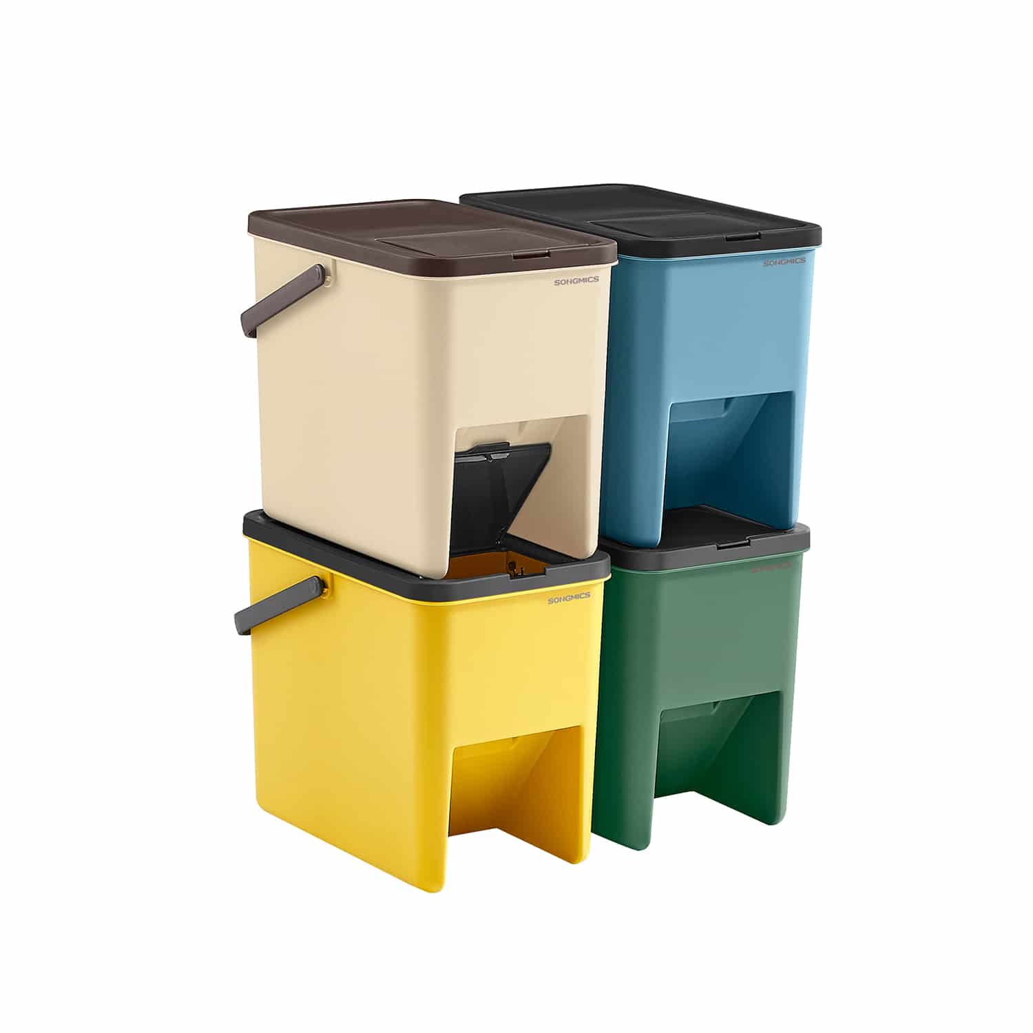 Mülleimer 4er Set je 20 L mit Aufklebern