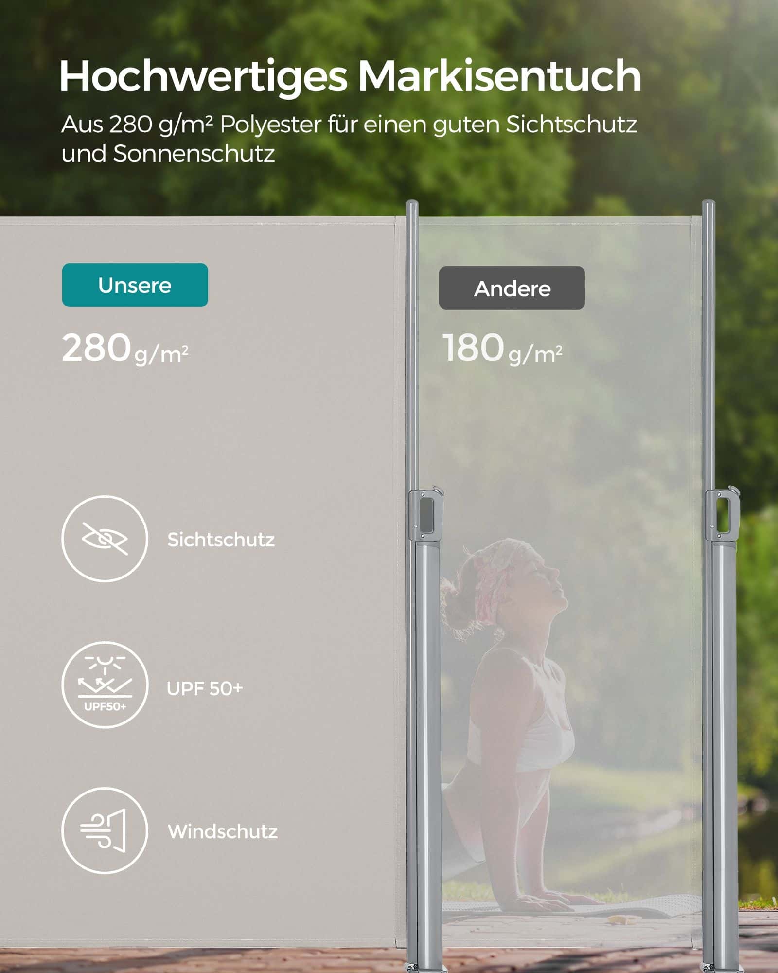 Seitenmarkise für Sicht- und Sonnenschutz Seitenmarkise für Sicht- und Sonnenschutz