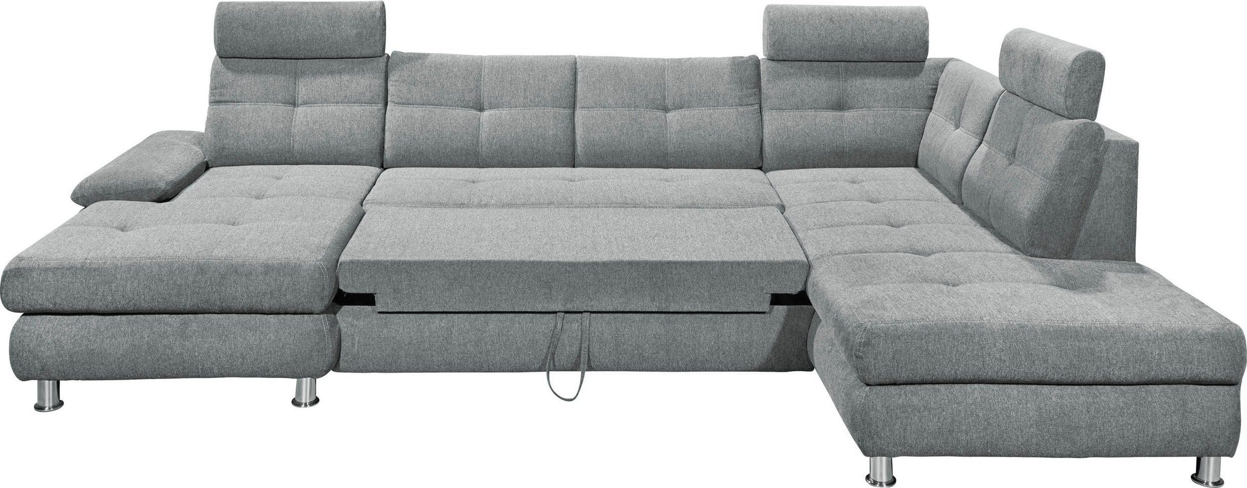 Wohnlandschaft Alba von ED Exciting Design mit Schlaffunktion & Bettkasten – U-Form Sofa aus hochwertigem Brego-Stoff Wohnlandschaft Alba von ED Exciting Design mit Schlaffunktion & Bettkasten – U-Form Sofa aus hochwertigem Brego-Stoff