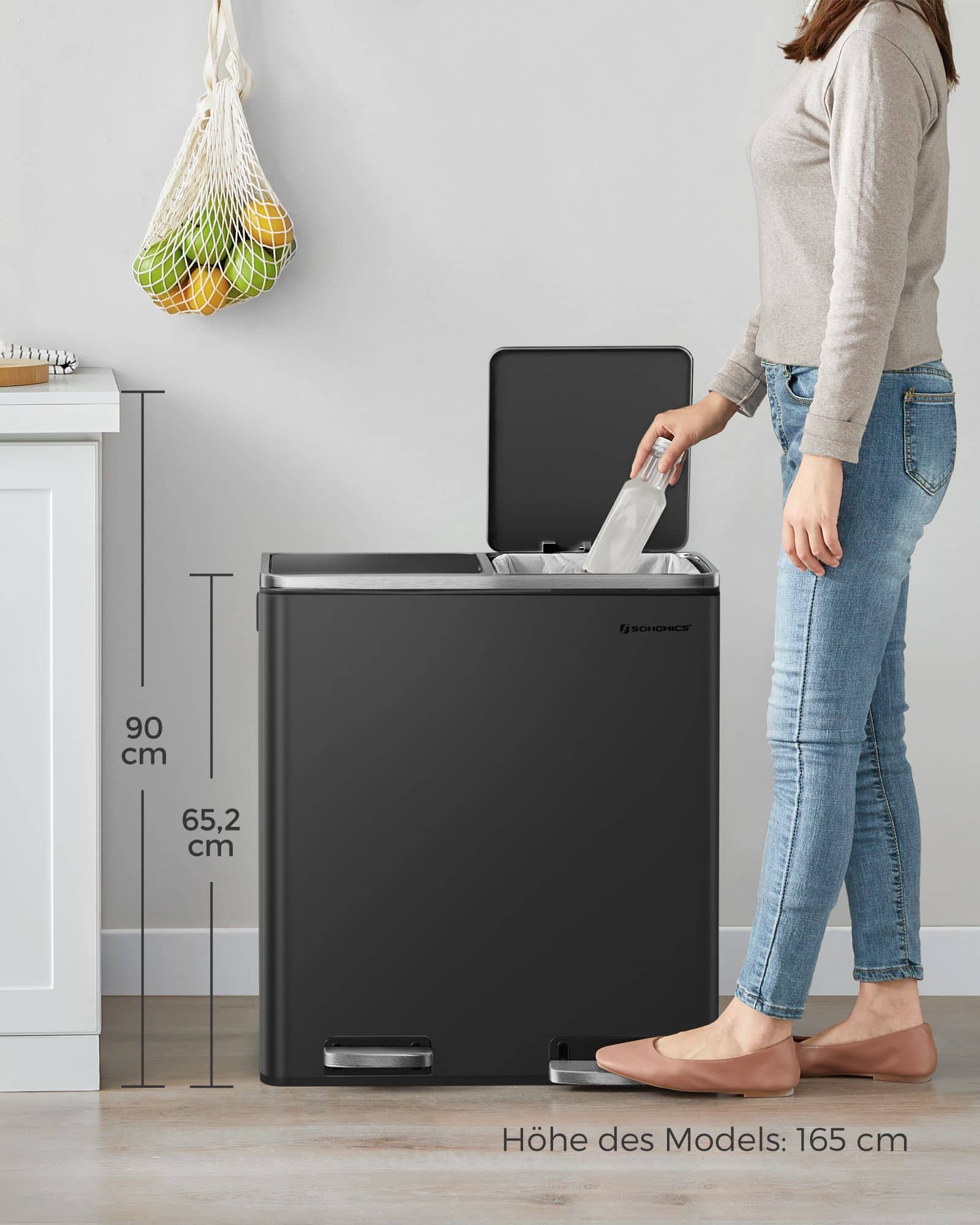 Mülleimer 60 Liter (2 x 30 L) Schwarz-B34LTB60BK Mülleimer 60 Liter (2 x 30 L) Schwarz-B34LTB60BK