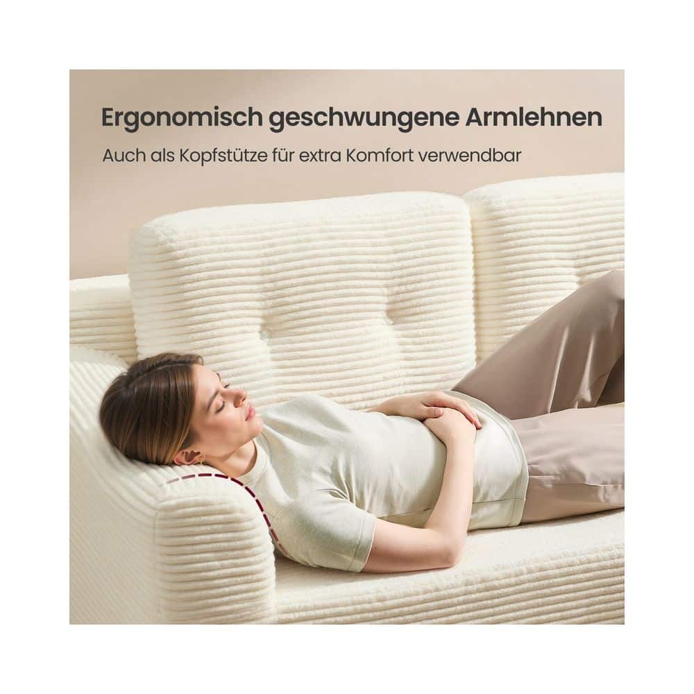 Modulares Sofa 244 cm breit mit großer Chaiselongue rechts cremeweiß Modulares Sofa 244 cm breit mit großer Chaiselongue rechts cremeweiß