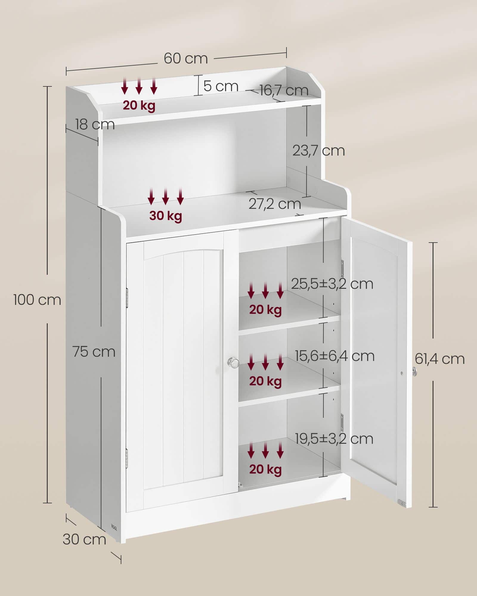 Badezimmerschrank mit 2 Türen und Eingeböden wolkenweiß Badezimmerschrank mit 2 Türen und Eingeböden wolkenweiß