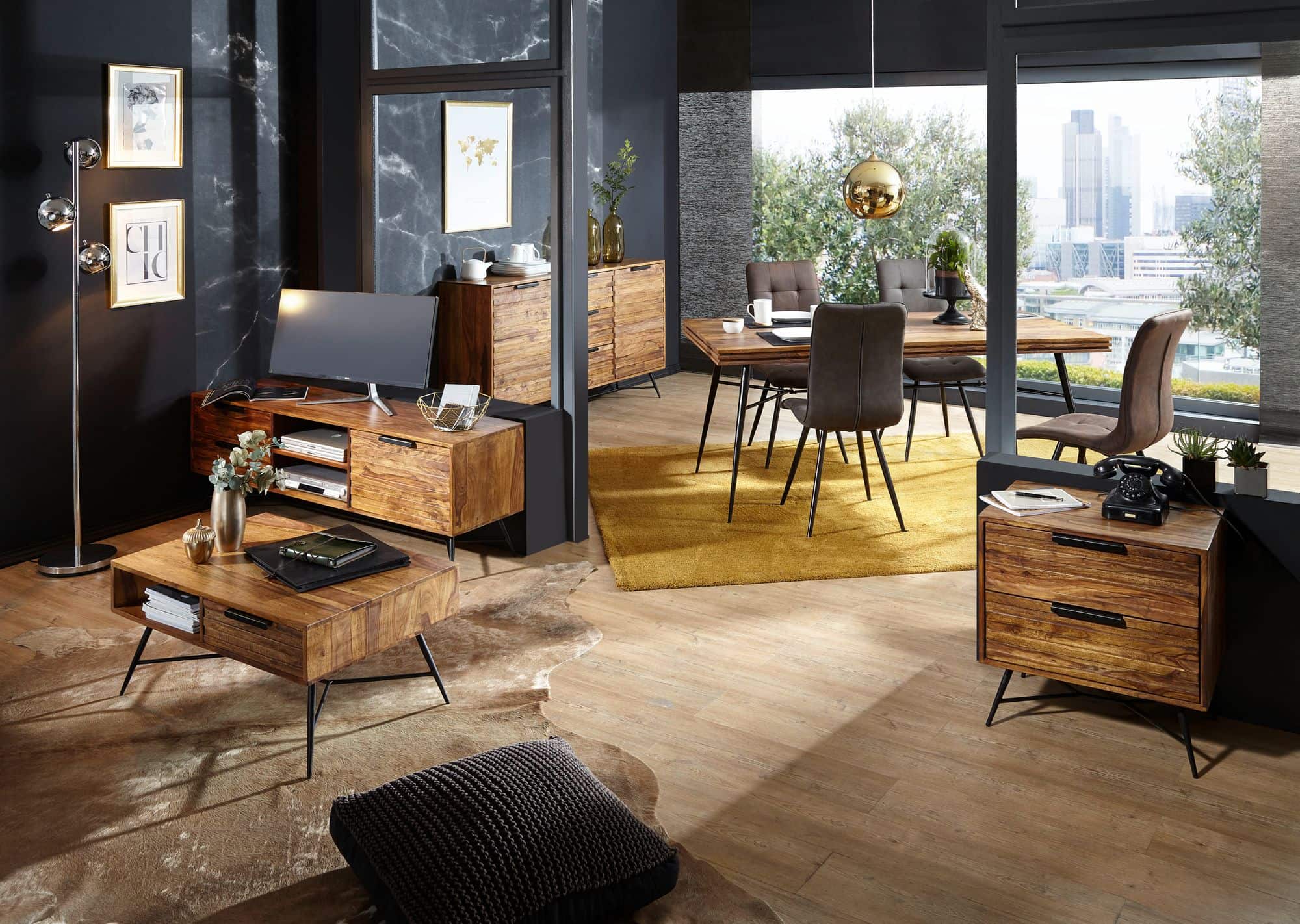 47227-WOHNLING-Nachtkonsole-NISHAN-60x40x60-cm-S_11 Nachtkonsole NISHAN 60 x 60 x 40 cm Sheesham Beistelltisch