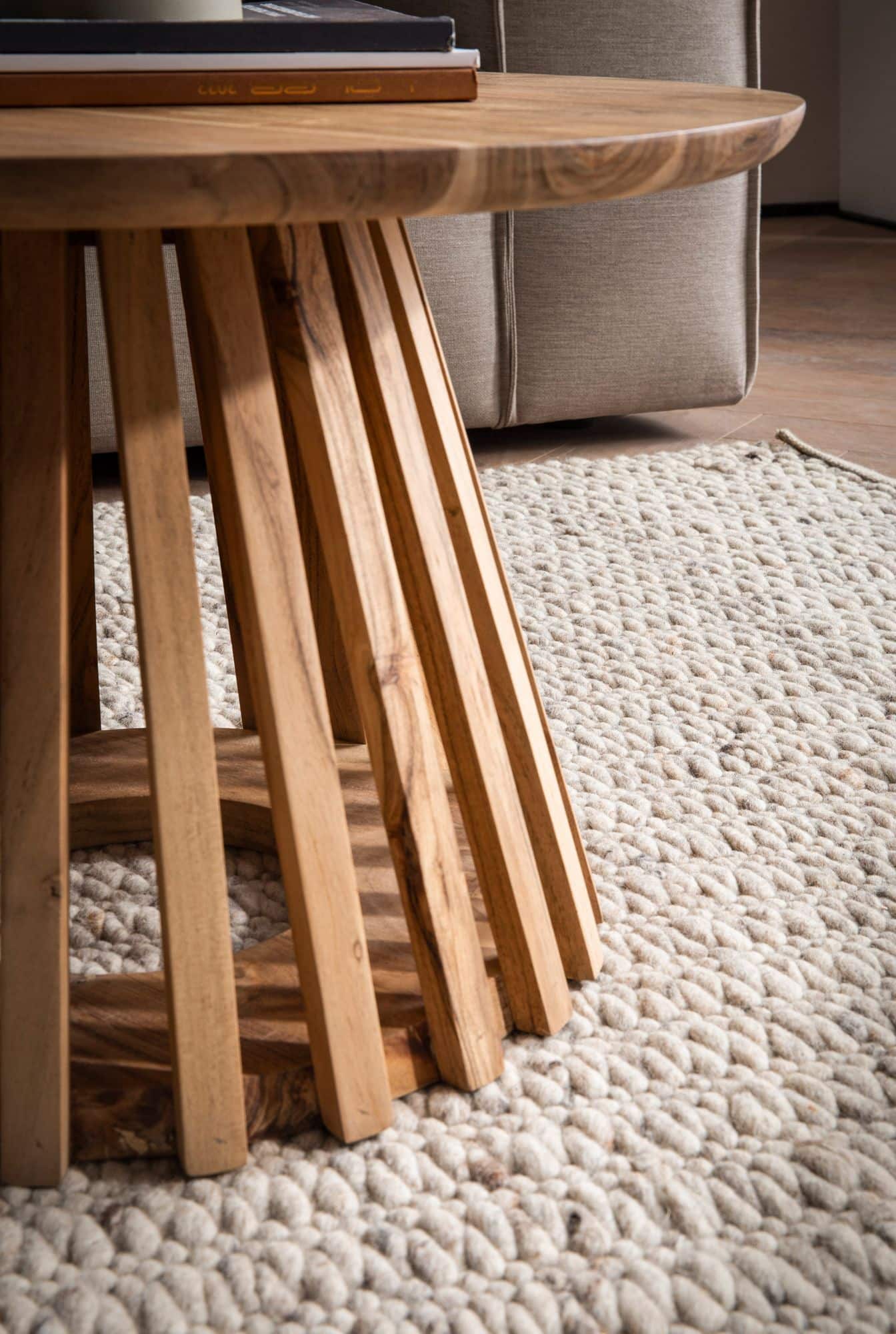 Couchtisch 60x60x40 cm Akazie Massivholz Hellbraun Sofatisch Rund Couchtisch 60x60x40 cm Akazie Massivholz Hellbraun Sofatisch Rund
