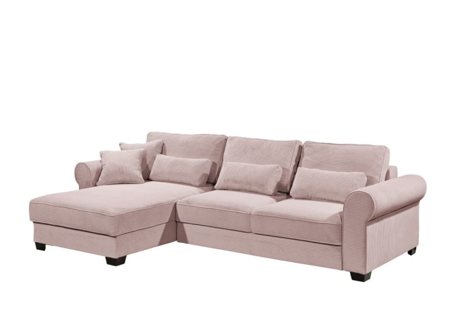 Ecksofa Angelina - Schlafsofa mit Bettkasten und Nosagfederung in Breitcord - ED Exciting Design