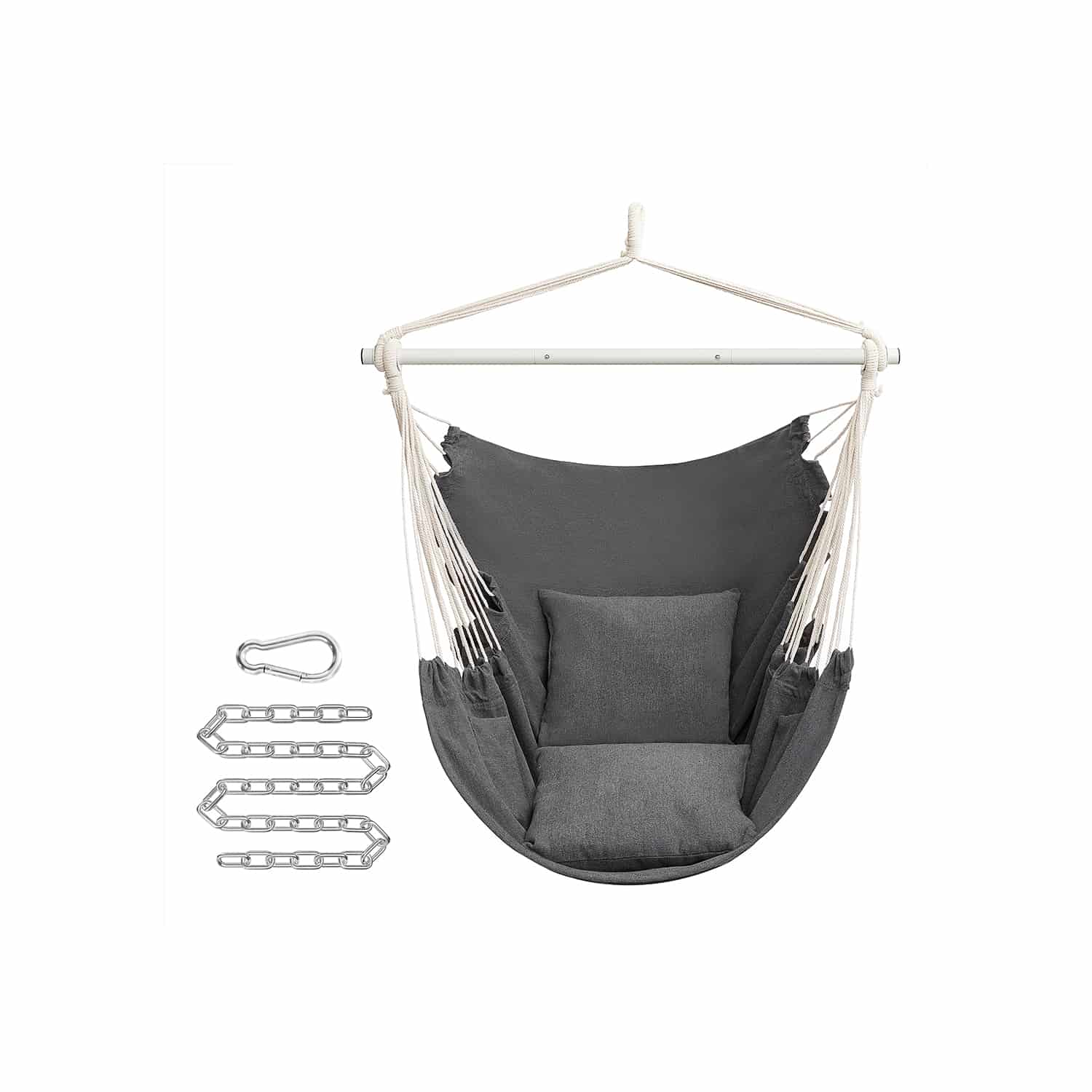 Hängesessel mit 2 Kissen und Metallkette schiefergrau Hängesessel mit 2 Kissen und Metallkette schiefergrau