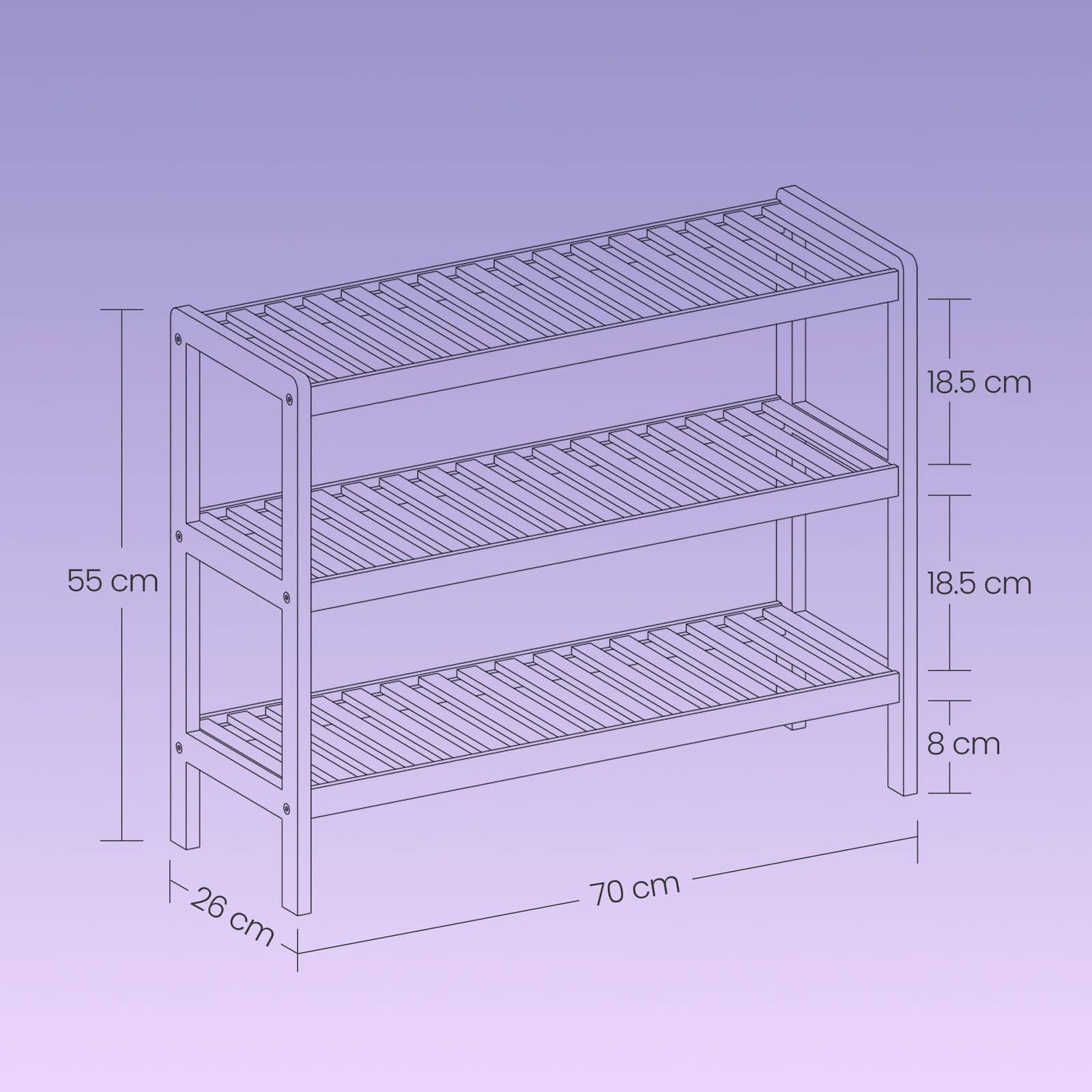 Schuhregal aus Bambus mit 3 Ebenen Schuhregal aus Bambus mit 3 Ebenen