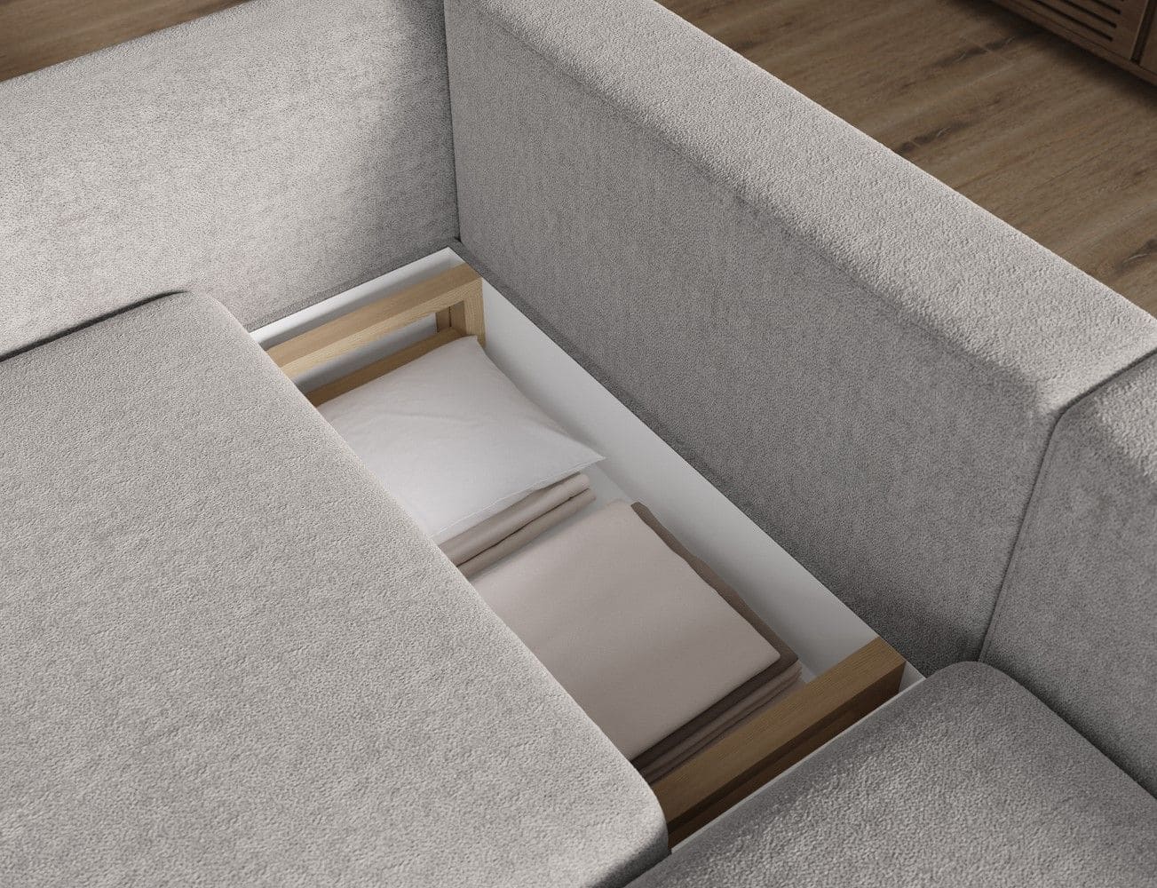 Ecksofa Acossta von Eltap Amore Mikrofaser mit Schlaffunktion Bettkasten