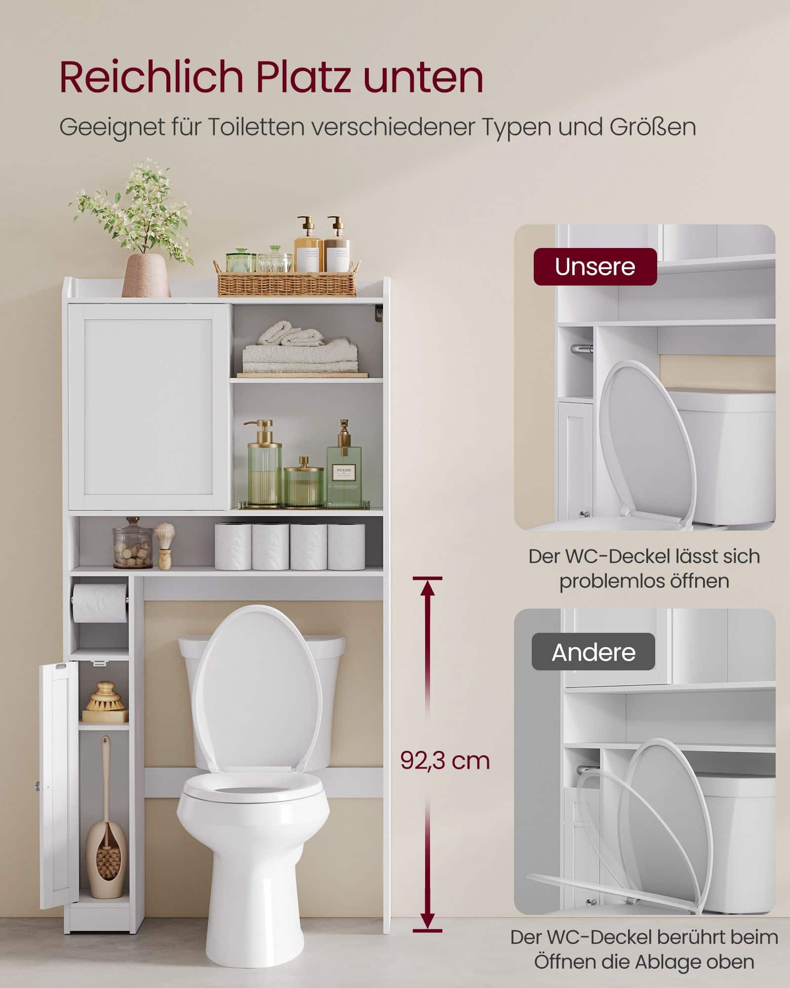Toilettenregal mit Schiebetür 25 x 83 x 170 cm wolkenweiß Toilettenregal mit Schiebetür 25 x 83 x 170 cm wolkenweiß