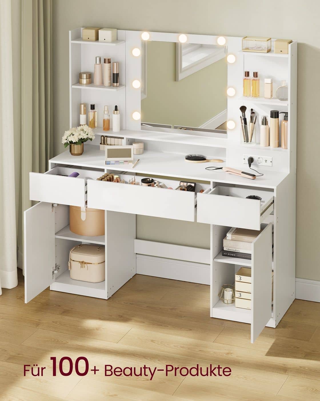 Kailyn Schminktisch mit Spiegel und LED Beleuchtung