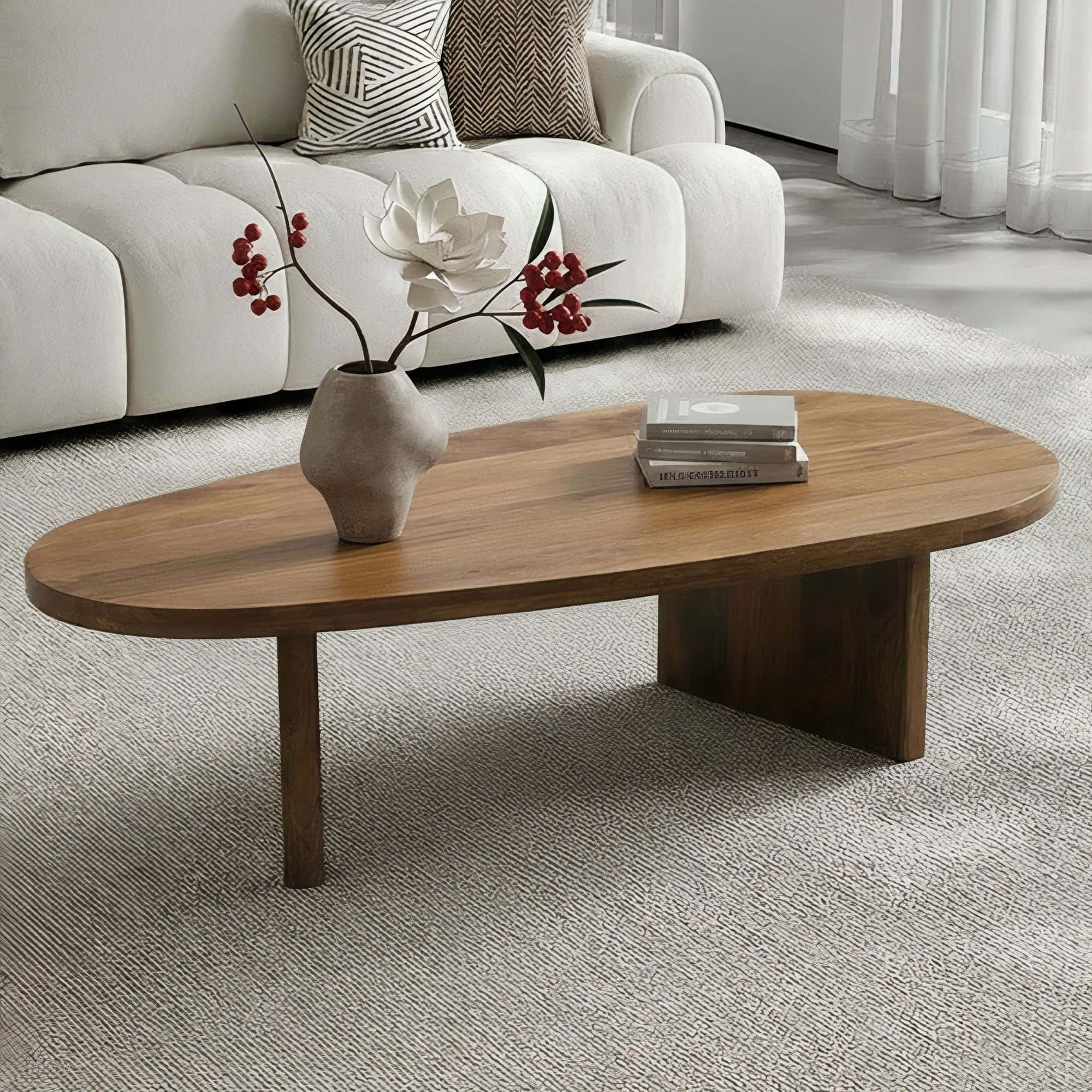 Couchtisch Mango Massivholz oval 120cm - Handgefertigter Wohnzimmertisch im modernen Design mit abgerundeter Form - Flacher Beistelltisch Sofatisch aus Echtholz Handmade Couchtisch Mango Massivholz oval 120cm - Handgefertigter Wohnzimmertisch im modernen Design mit abgerundeter Form - Flacher Beistelltisch Sofatisch aus Echtholz Handmade