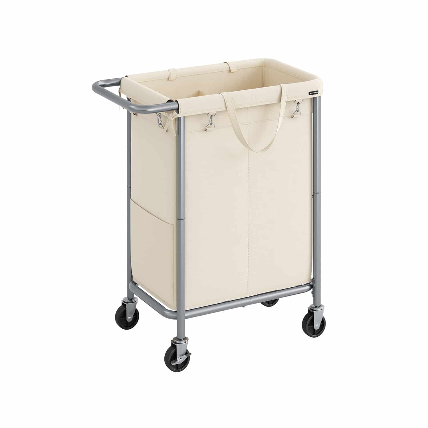 Wäschekorb 2 Fächer 140 Liter  mit Griff cremeweiß
