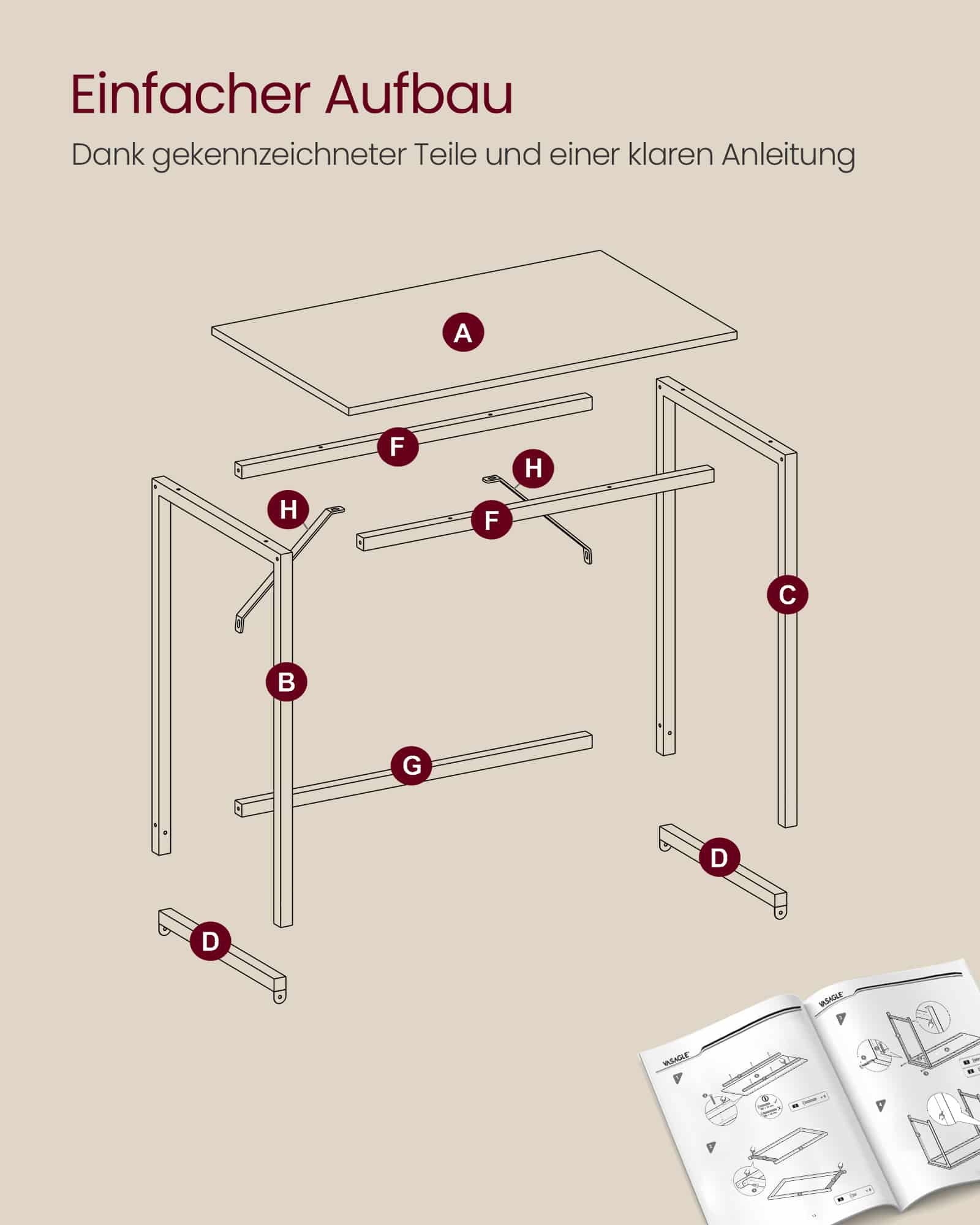 Schreibtisch mit Metallgestell 60 x 120 x 76 cm Schreibtisch mit Metallgestell 60 x 120 x 76 cm