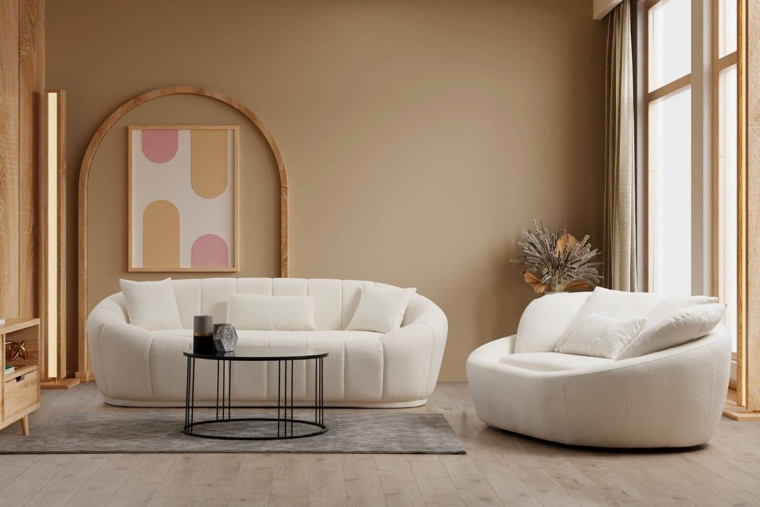 Sofa Midye Love Seat 2-Sitzer Creme Mikrofaser Sofa Midye Love Seat 2-Sitzer Creme Mikrofaser