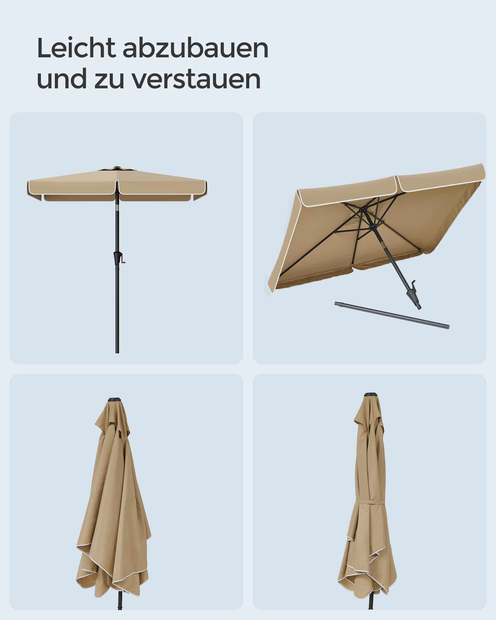 Rechteckiger Balkonschirm 200 x 150 cm taupe