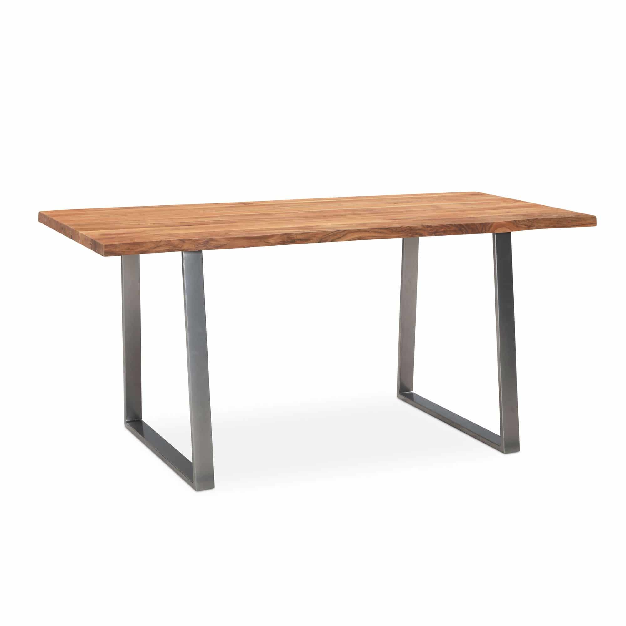 WOHNLING Esstisch akazie rechteckig Trapez-Gestell chrom 1800 x 900 x 760 cm