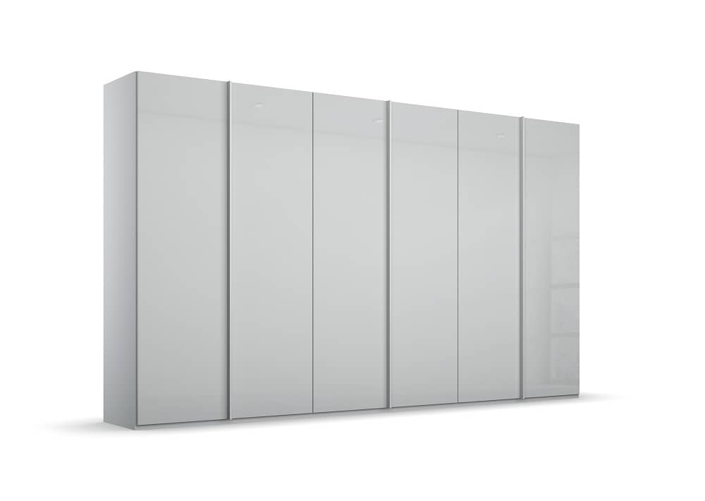6-türiger Kleiderschrank SKAT Meridian von rauch mit Glasfront - in drei verschiedenen Farbvarianten, alpinweiß, seidengrau, graphit