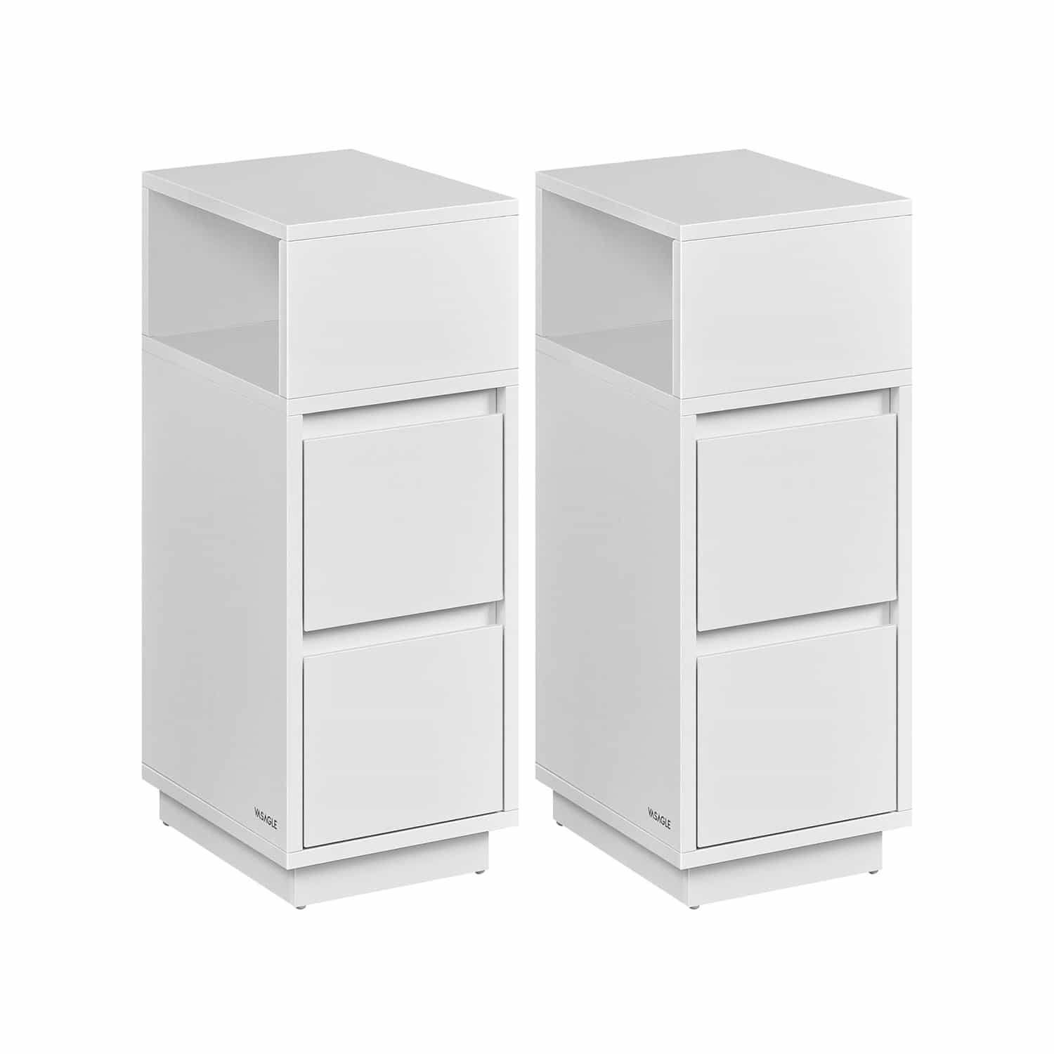 Schmaler Nachttisch 2er Set mit Schubladen wolkenweiß Schmaler Nachttisch 2er Set mit Schubladen wolkenweiß