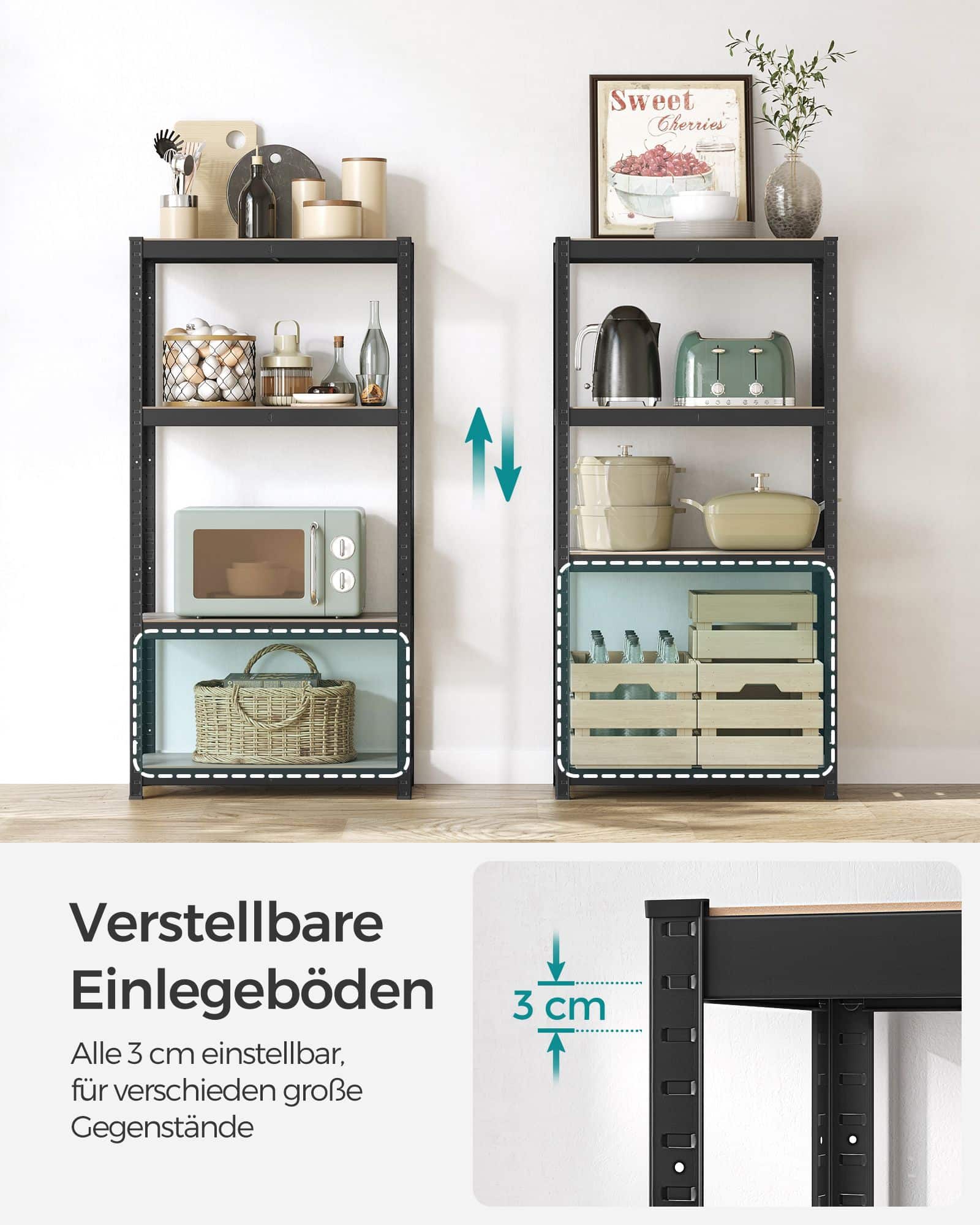 Standregal 40 x 80 x 160 cm mit 4 verstellbaren Ablagen Standregal 40 x 80 x 160 cm mit 4 verstellbaren Ablagen