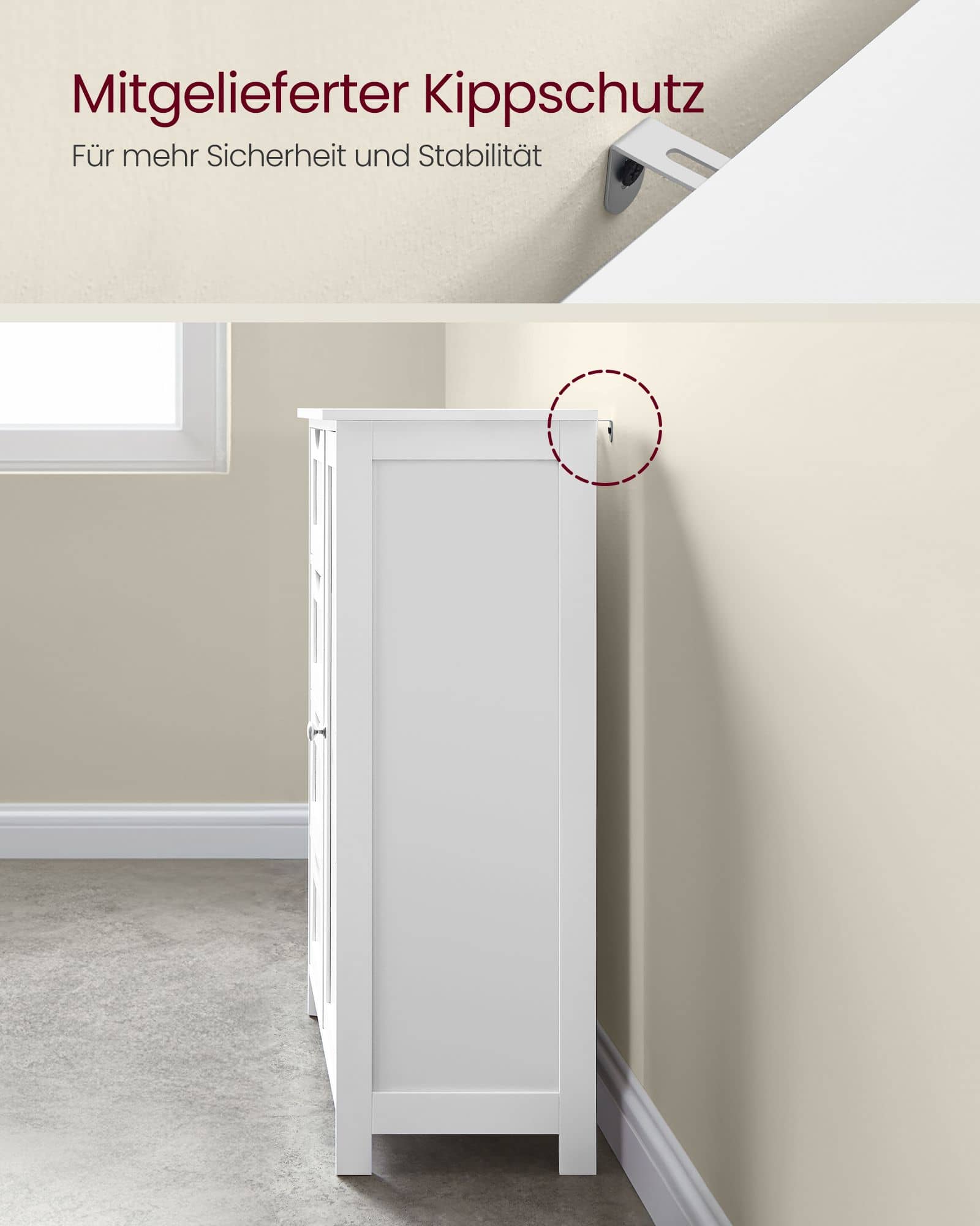 Schmaler Badschrank mit 4 Schubladen wolkenweiß Schmaler Badschrank mit 4 Schubladen wolkenweiß