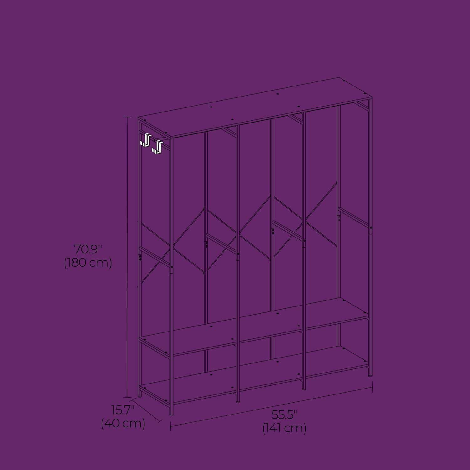 Kleiderschrank offen, Kleiderständer, Garderobe mit Kleiderstange Kleiderschrank offen, Kleiderständer, Garderobe mit Kleiderstange